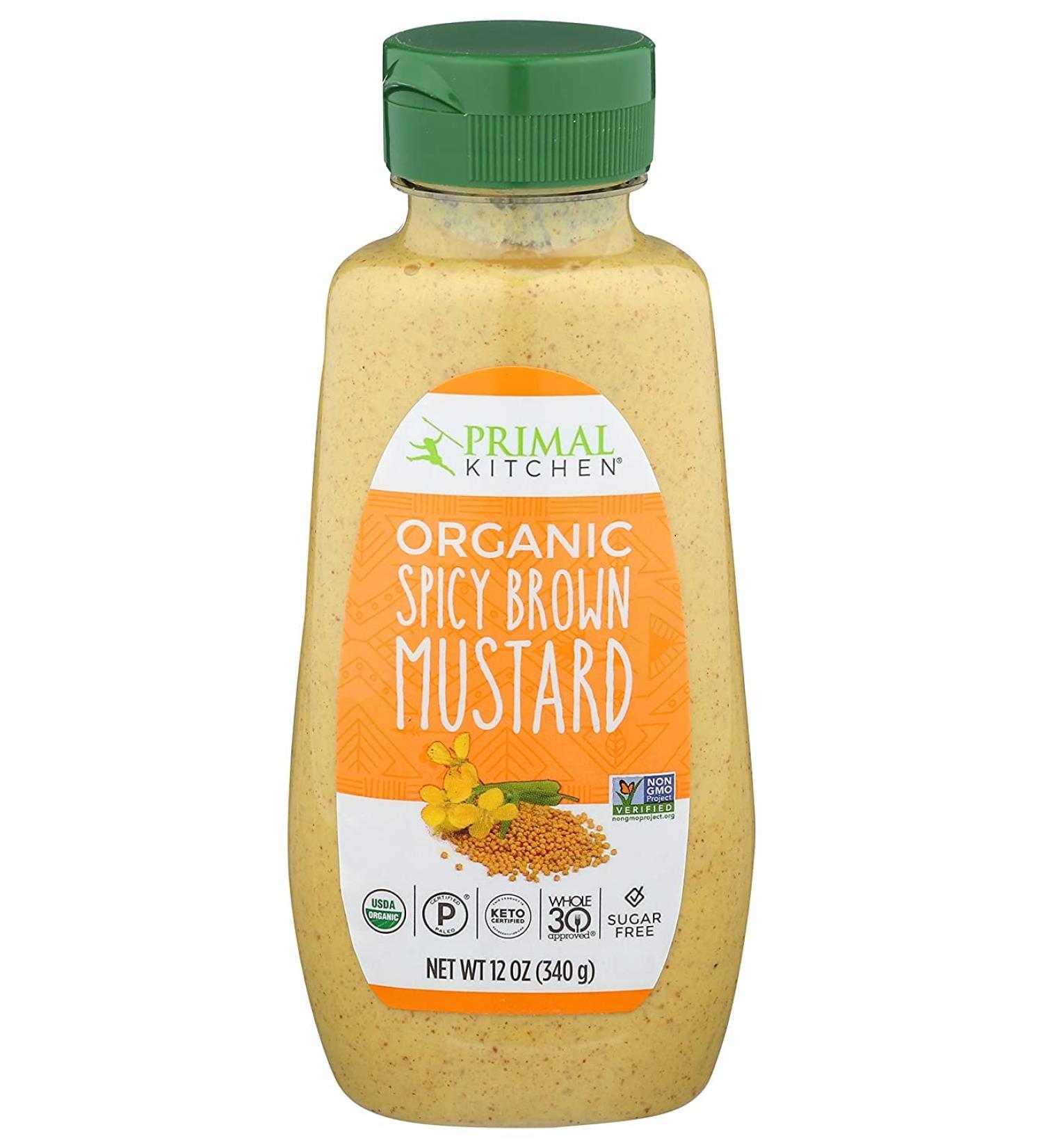 TWO PACK - Primal Kitchen - MUSTARD - Organic Spicy Brown - Non GMO - Vegan - Gluten Free - Paleo Friendly - No HFCS or Cane Sugar - Whole 30 Approved