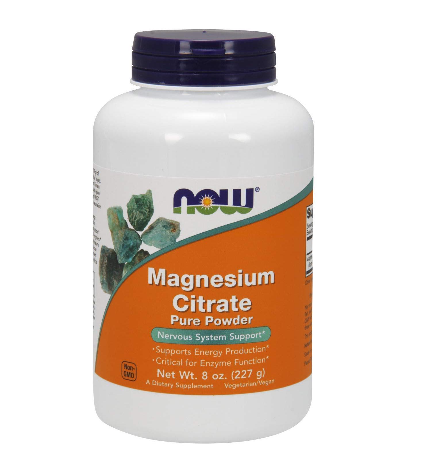 Now Foods Magnesium Citrate Pure Powder 8 oz (227 g) - Natural Muscle Relaxation and Stress Relief - Buy Online on GoSupps.com