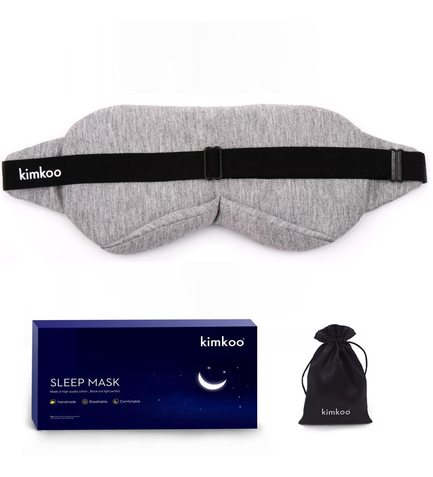 Kimkoo Sleep Mask - Soft & Comfortable Eye Mask for Sleeping, Block Out Light for Women and Men, Perfect for Travel - Gray | Includes Pouch - Buy Online on GoSupps.com