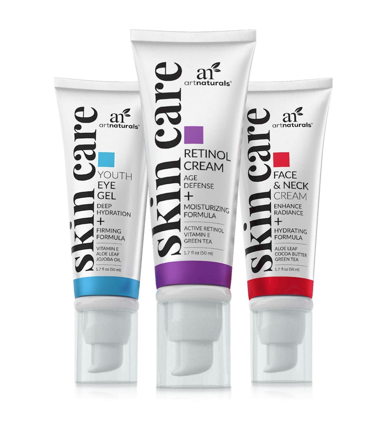 Artnaturals Skin Care Set - Complete Anti-Aging Kit with Eye Cream, Face & Neck Cream, and Retinol Cream - Reduce Wrinkles, Dark Circles - Moisturizer for Women and Men - Buy Online on GoSupps.com
