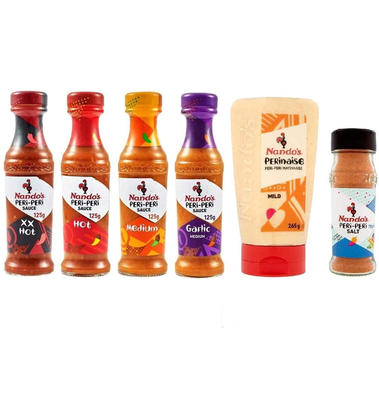 Sauce Peri-Peri Multi-Flavours Nando's Sauce Salts & Perinese 125g (Pack of 6)