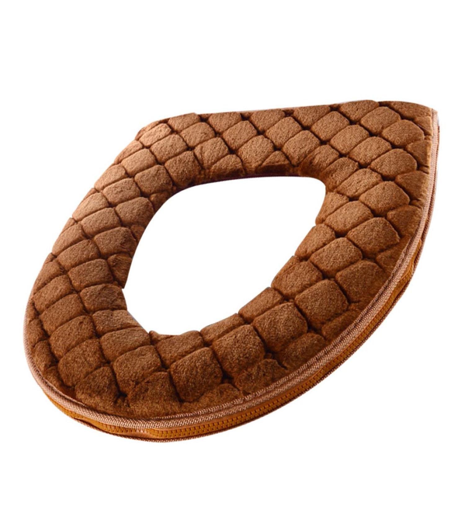 Eioflia Soft Toilet Seat Cover Pad | Washable & Warmer with Zipper | Brown - Buy Online on GoSupps.com