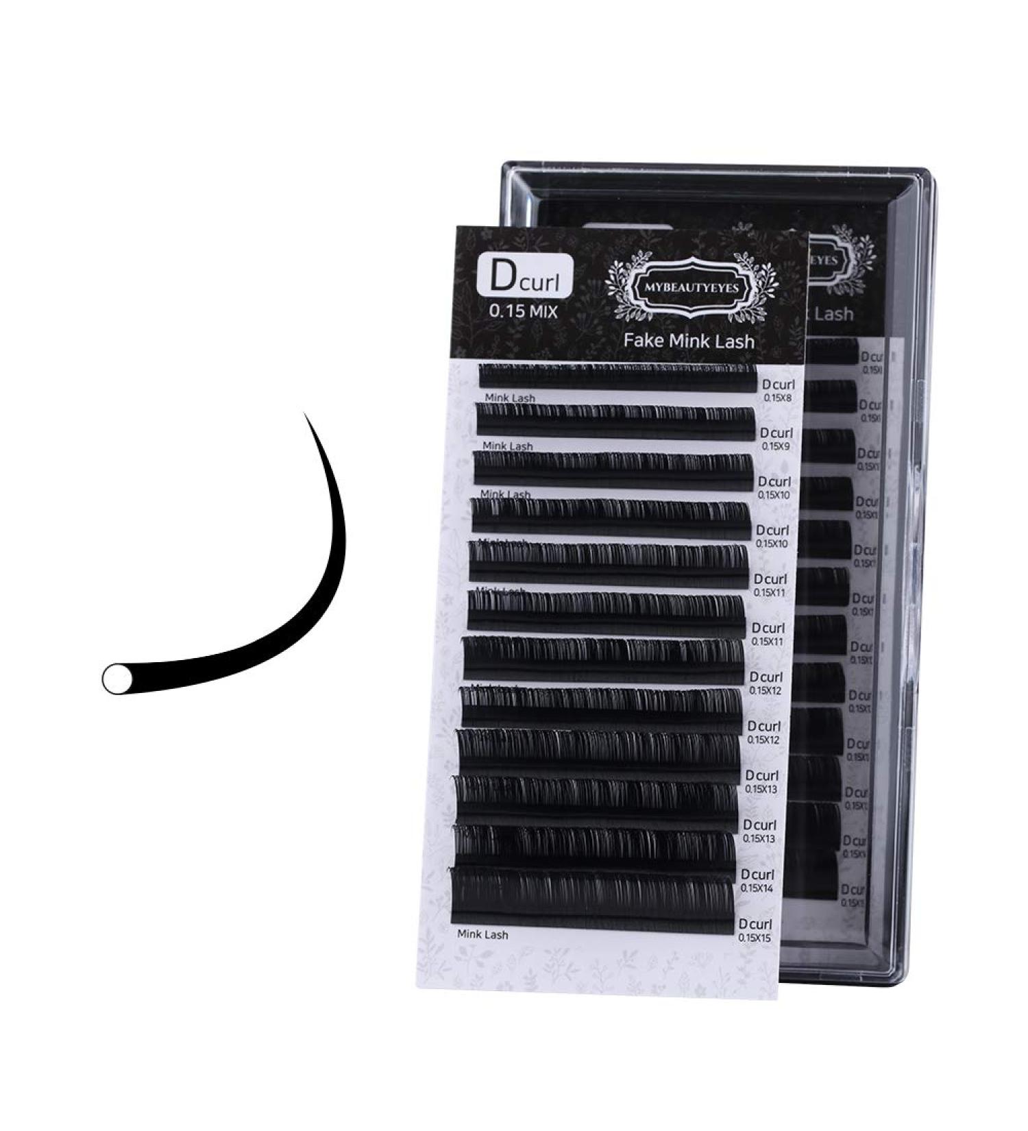 D Curl Fake Mink Lash Individual Eyelash Extension Supplies - Mixed Tray 0.15mm Thickness - Salon Quality - Buy Online on GoSupps.com