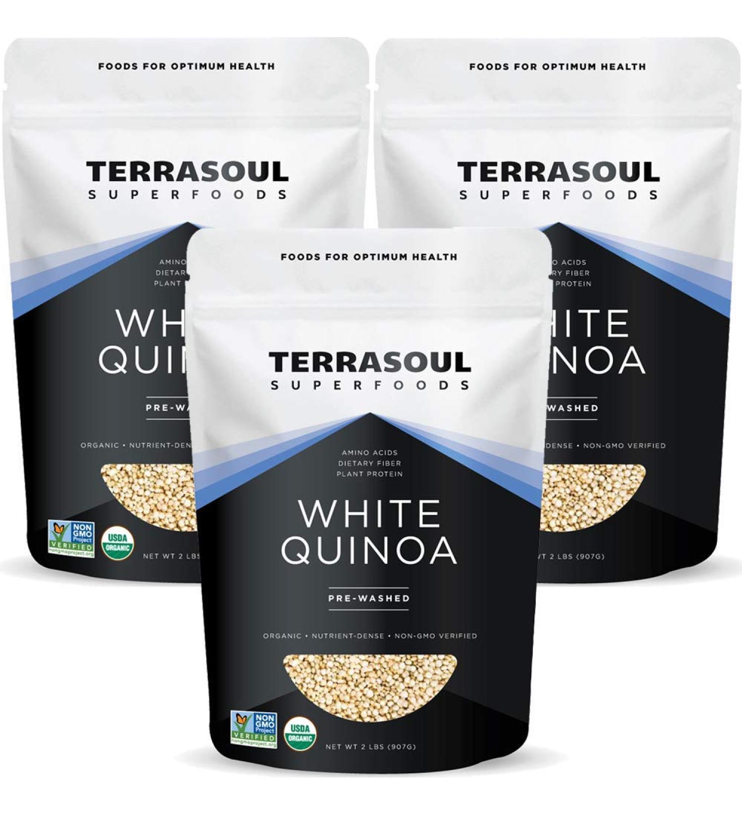 Terrasoul Superfoods Organic White Quinoa 6 Lbs - Pre-washed, Gluten-free, Plant Protein - Buy Online on GoSupps.com