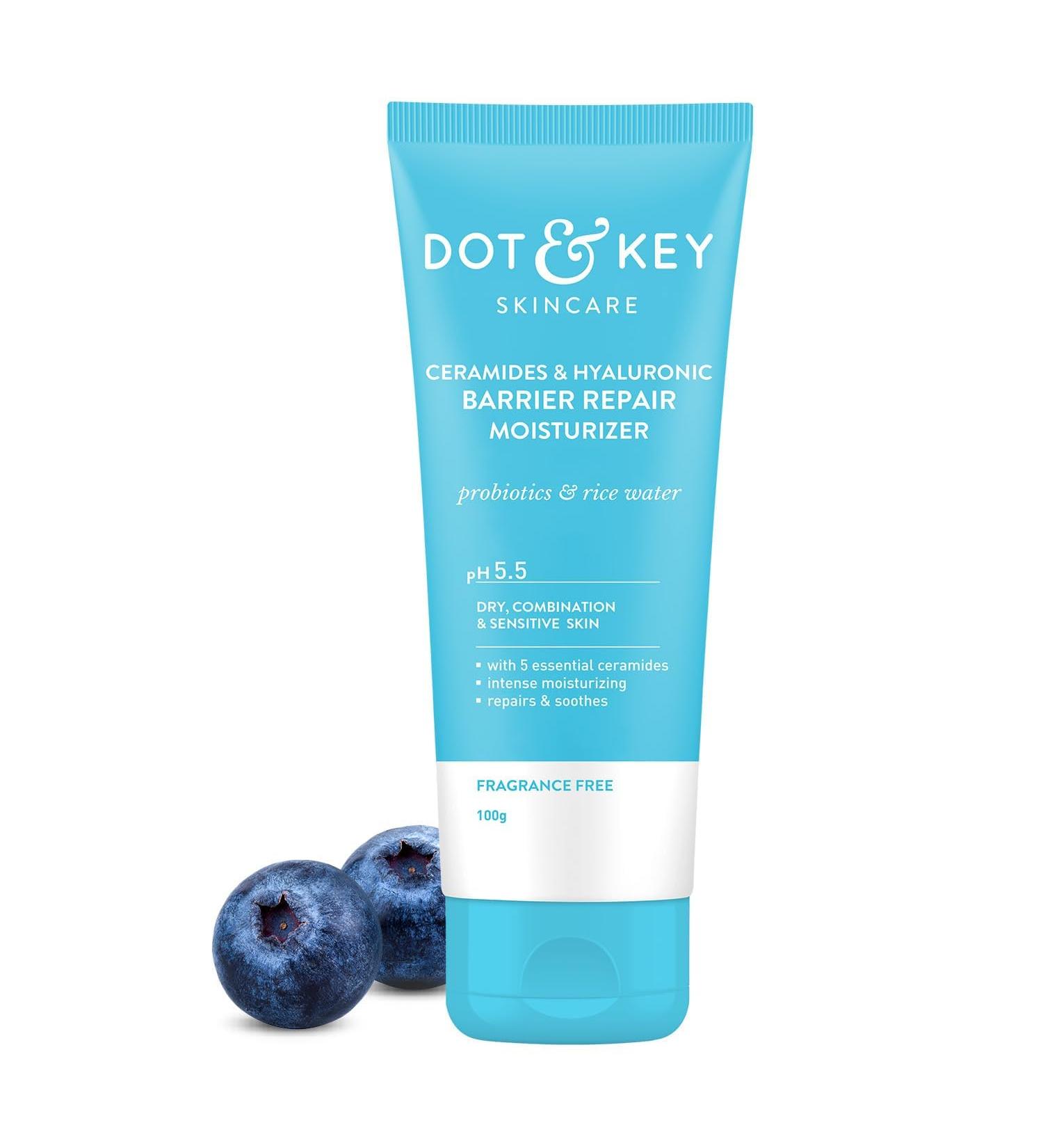 Dot Key Ceramides Moisturizer with Hyaluronic Acid | Intense Hydration & Skin Strengthening | Probiotic & Rice Water Barrier Repair Cream for Dry Normal & Sensitive Skin - 100g - Buy Online on GoSupps.com