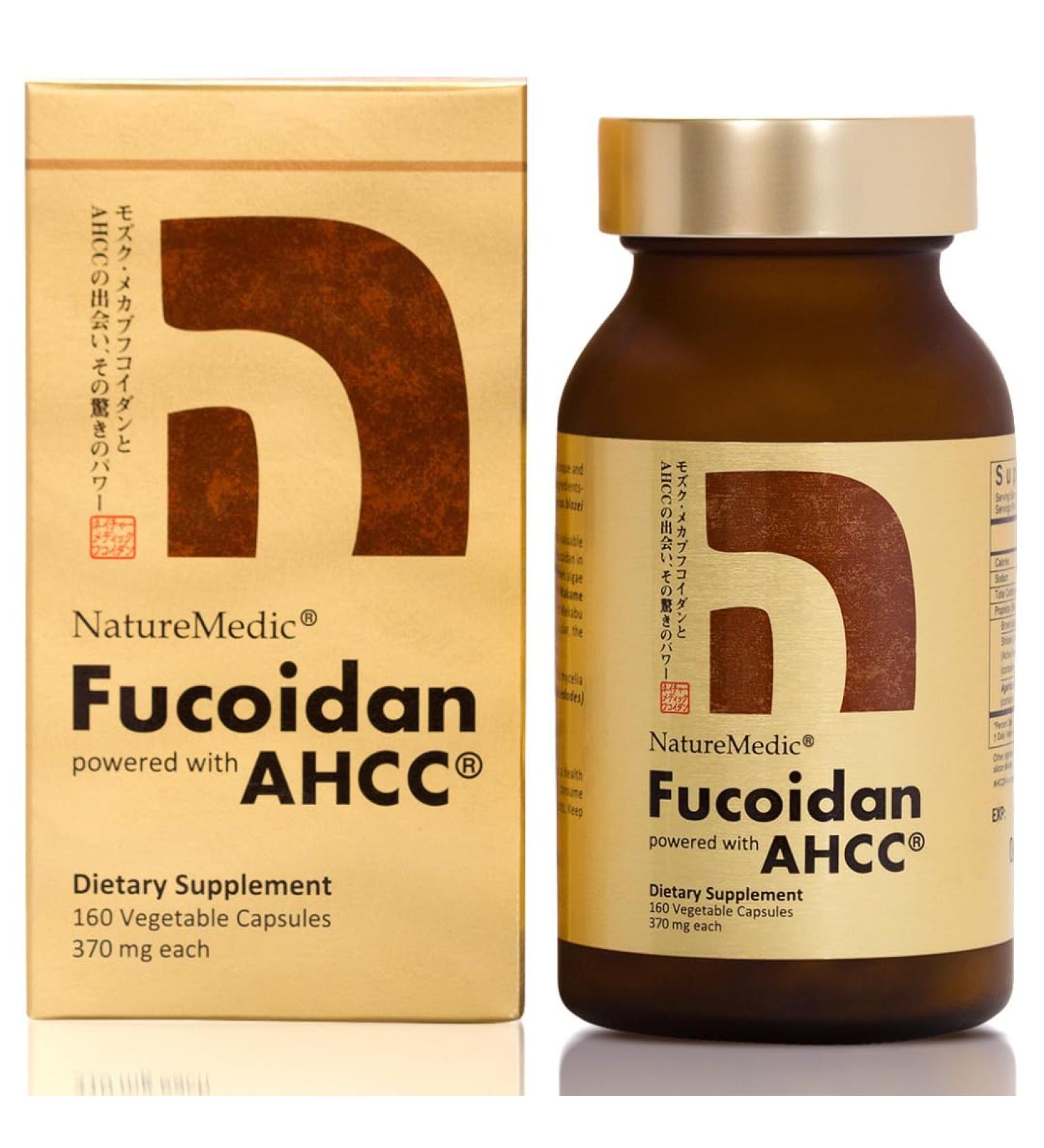 NatureMedic Fucoidan Powered with AHCC Brown Seaweed Immunity Supplement with High Purity Organic Mekabu Mozuku Agaricus 1 Bottle - 160 Vegetable Capsules Made in Japan - Buy Online on GoSupps.com