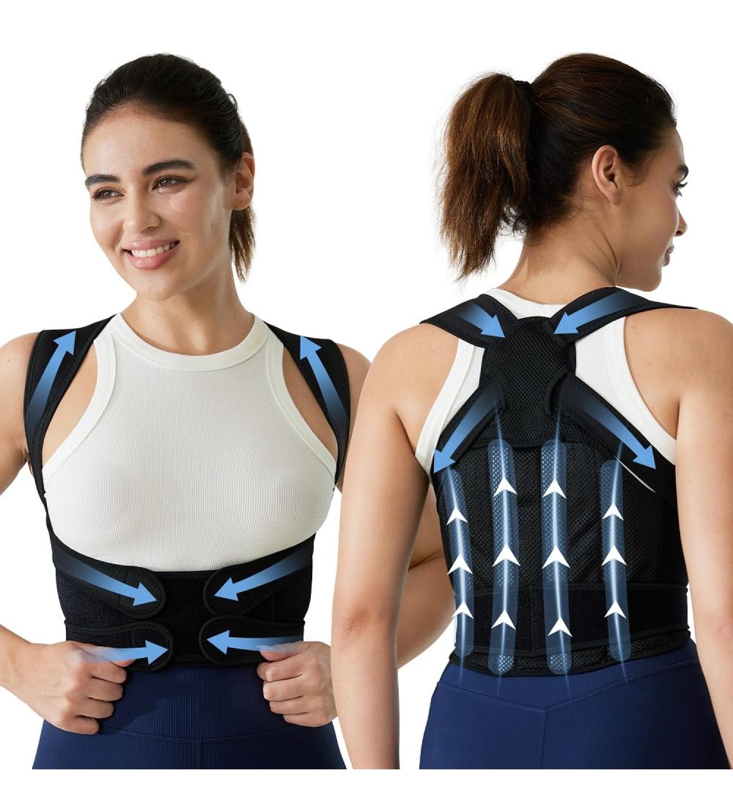 Back Brace & Posture Corrector for Men & Women | Adjustable Full Support for Lumbar Neck & Shoulder Pain Relief - Large Size - Buy Online on GoSupps.com