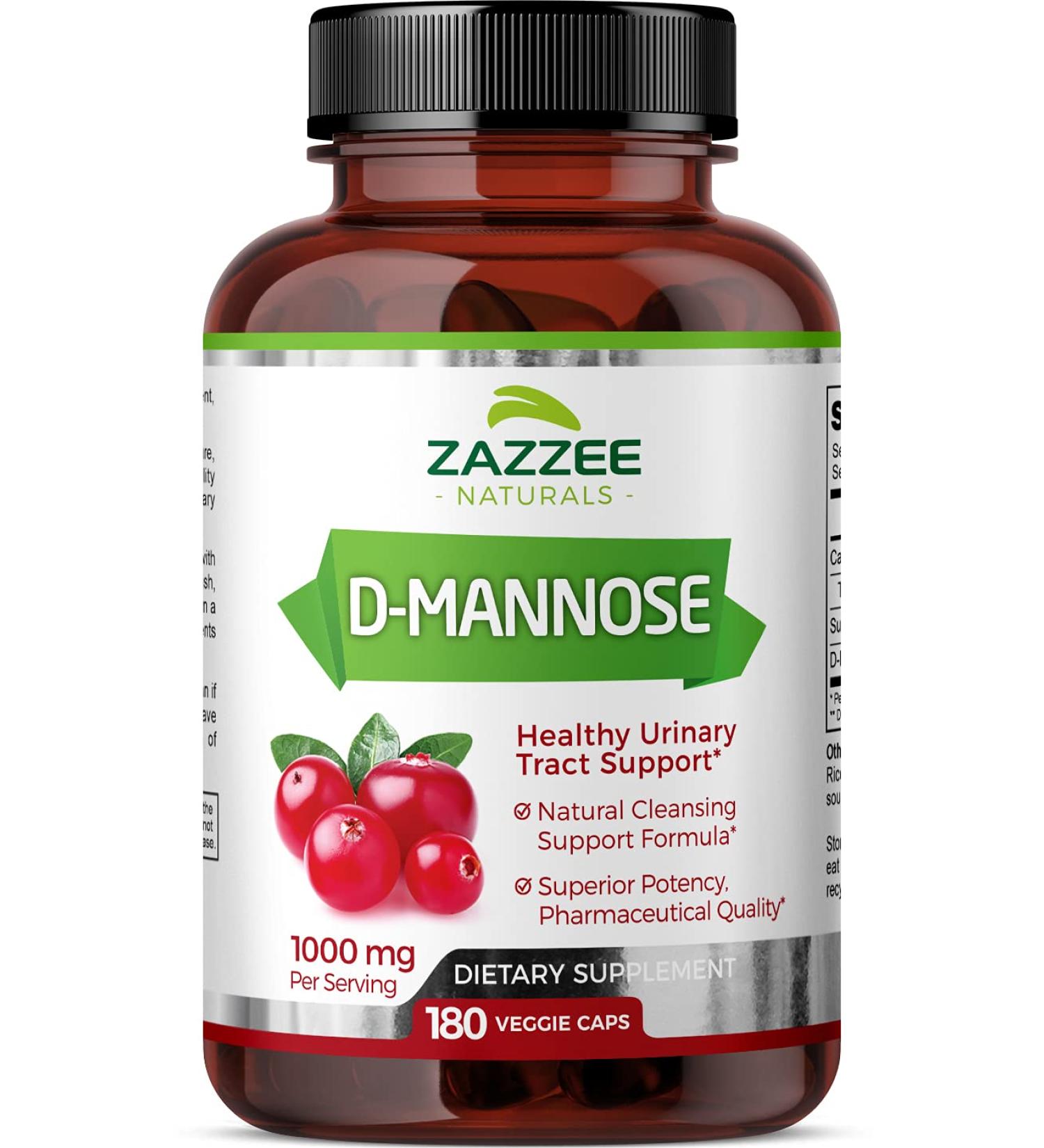 D-Mannose 1000mg 180 Vegan Capsules - Pure, Potent & Fast-Acting Formula | Extra Strength Non-GMO & All-Natural Dietary Supplement - Buy Online on GoSupps.com