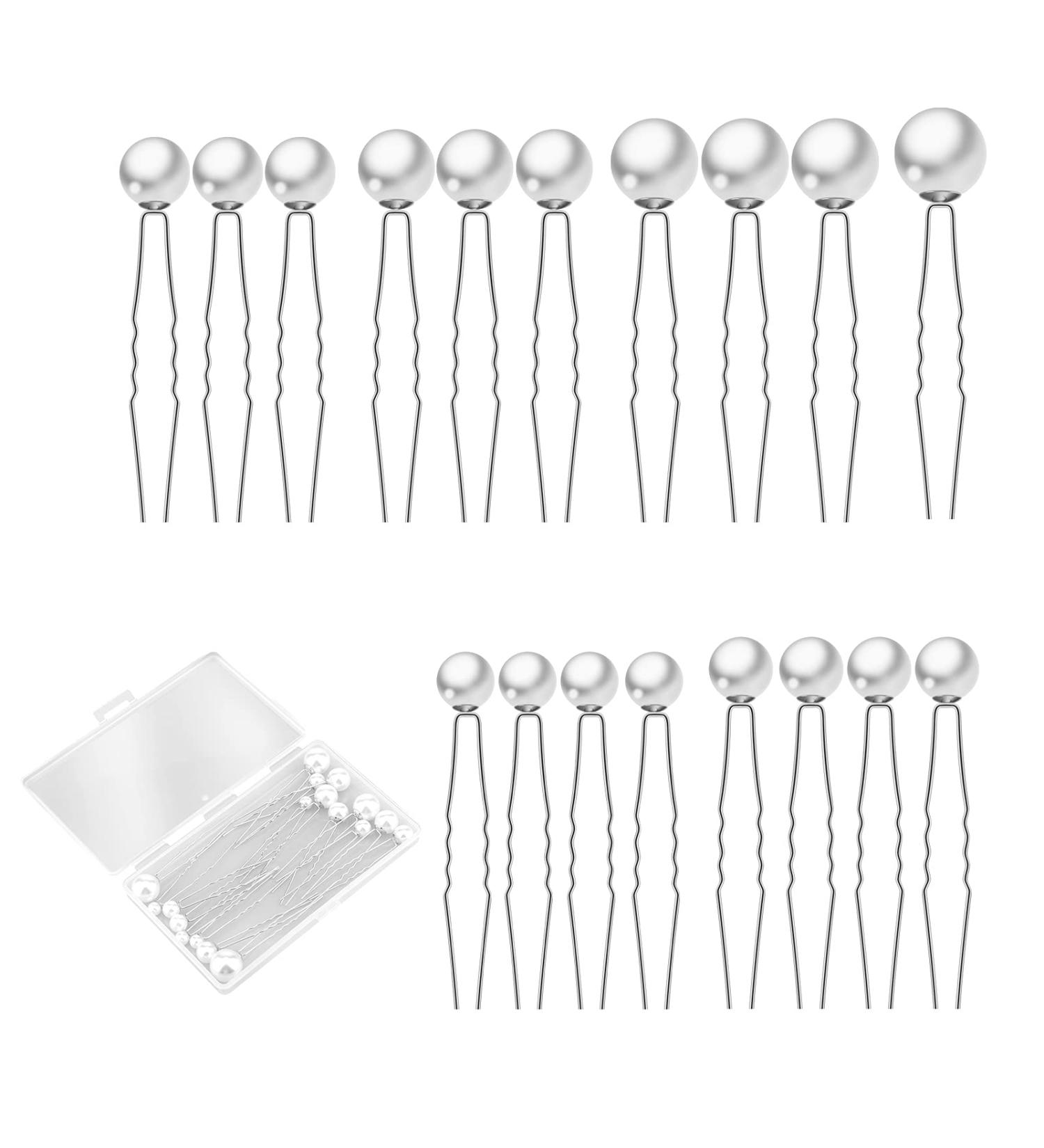 Savita 18 Pcs Pearl Hair Pins Set for Wedding Bridal & Bridesmaids - 6 Sizes Silver Bobby Pins for Women - Buy Online on GoSupps.com