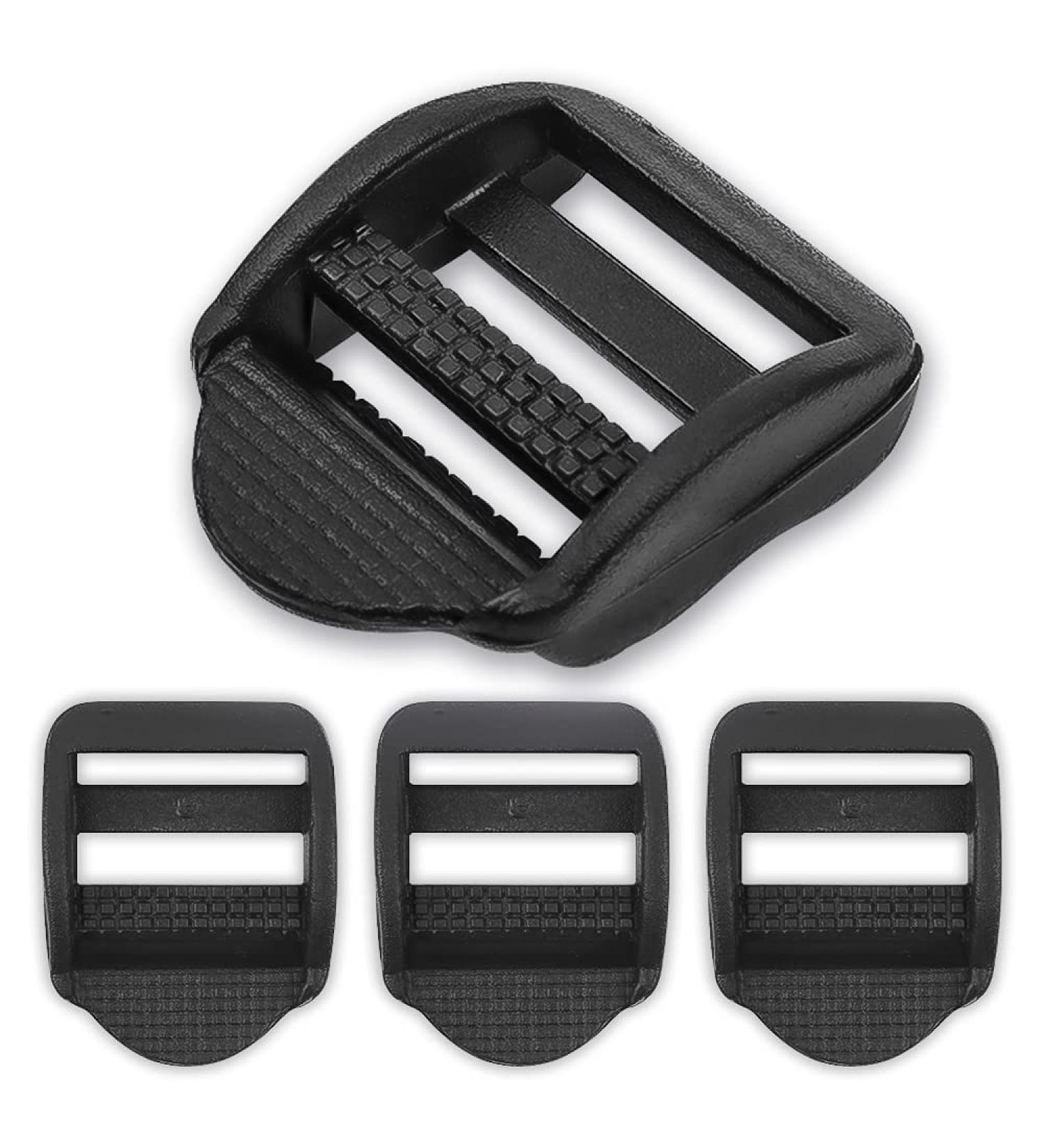 4 Pcs 1 inch (25mm) Plastic Ladder Slider adjustable Lock Buckles Plastic tension lock triglide Plastic Replacement for Belt backpack strap adjuster replacement (Black)