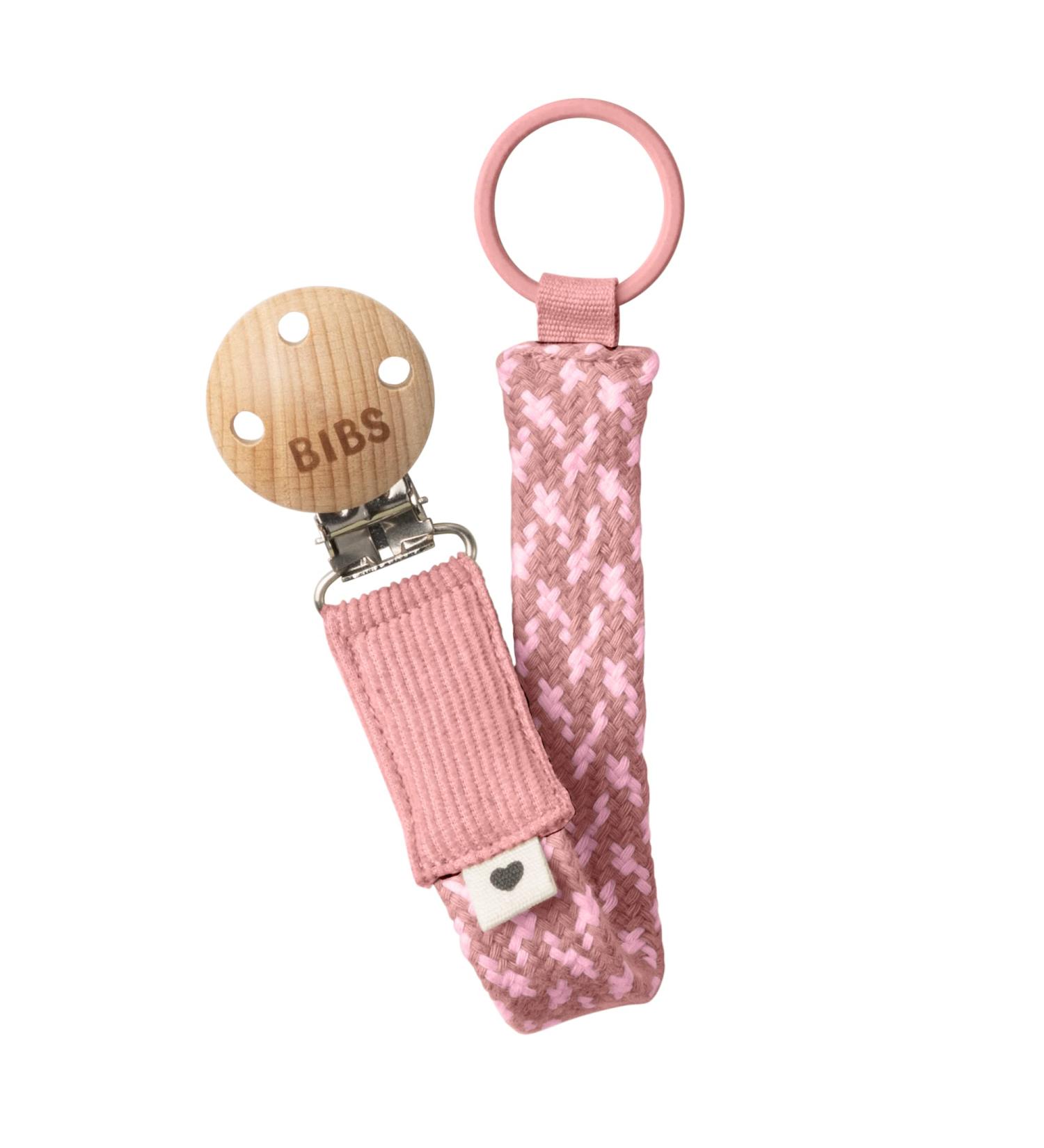 Organic Cotton BIBS Paci Braid Dummy Chain - Danish Design (Dusty Pink/Baby Pink) | 0-36 Months - Buy Online on GoSupps.com