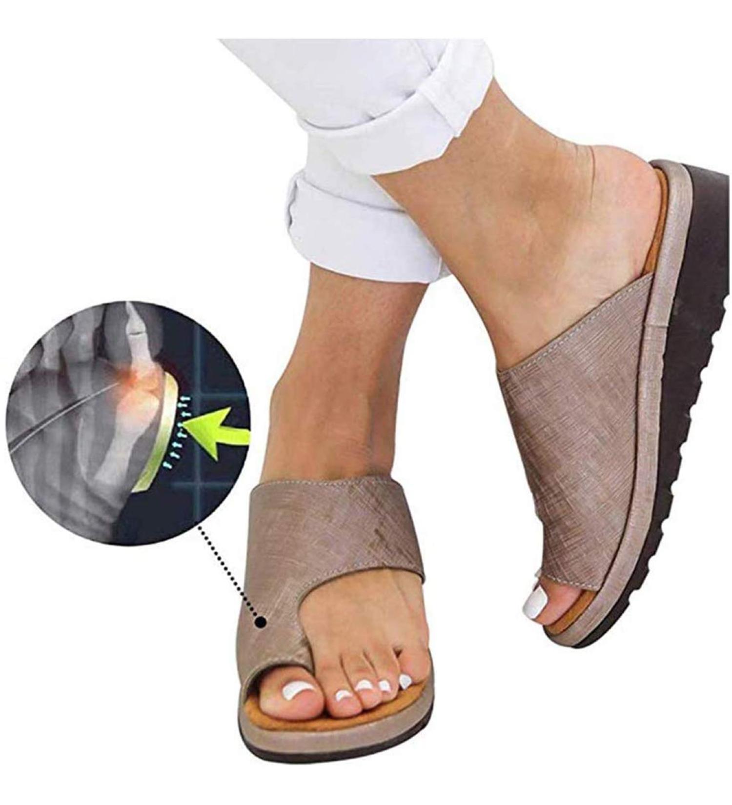 Shop Comfortable Bunion Correction Sandals for Women Flat Toes Summer Travel Shoes in Bronze | Perfect for Friends & Mother (EU 38-42) - Buy Online on GoSupps.com