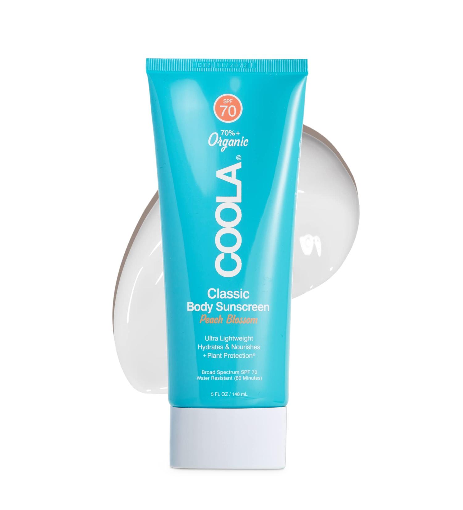 Coola Organic SPF 70 Sunblock Body Lotion - Peach Blossom - 5 Fl Oz | Dermatologist Tested, Vegan, Gluten-Free - Daily Skin Protection - Buy Online on GoSupps.com