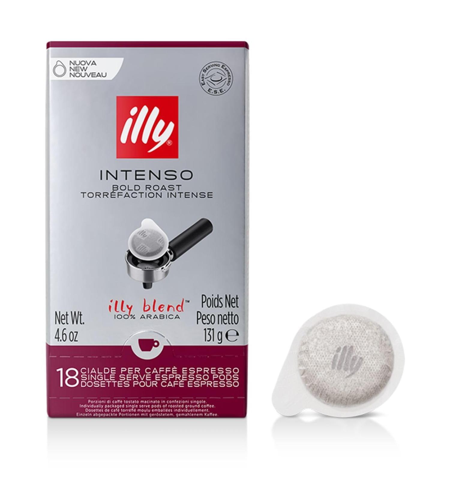 illy E.S.E. Coffee - Single-Serve Coffee Capsules & Pods - Coffee Pods Intenso Dark Roast - Notes Of Cocoa & Dried Fruit - For E.S.E Coffee Machines - Extraordinary Aroma & Body 18 Count