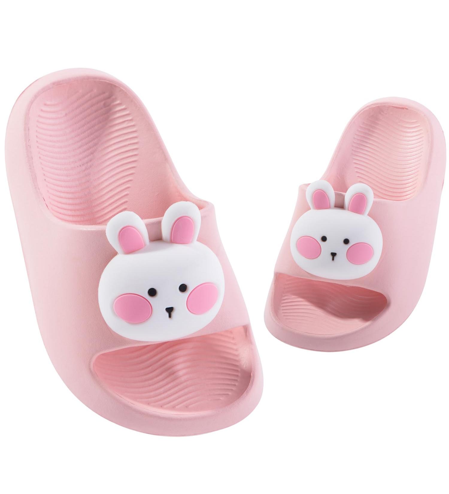 DRECAGE Kids Flip-Flops | Girls & Boys Soft Slide-Resistant Bathing Sandals - Pink Bunny Summer Slippers (EU Sizes 23-33) - Buy Online on GoSupps.com