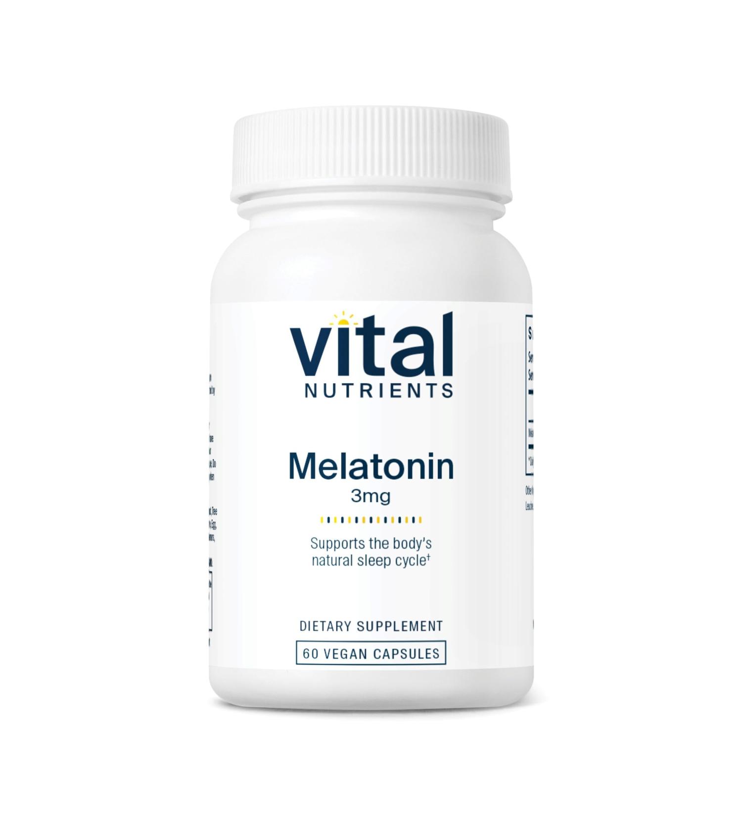 Vital Nutrients Melatonin 3mg | Vegan | Low-Dose Melatonin | Sleep Supplement to Support The Body's Natural Sleep Cycle* | Gluten Dairy Soy Free | 60 Capsules 60 Count (Pack of 1) - Buy Online on GoSupps.com