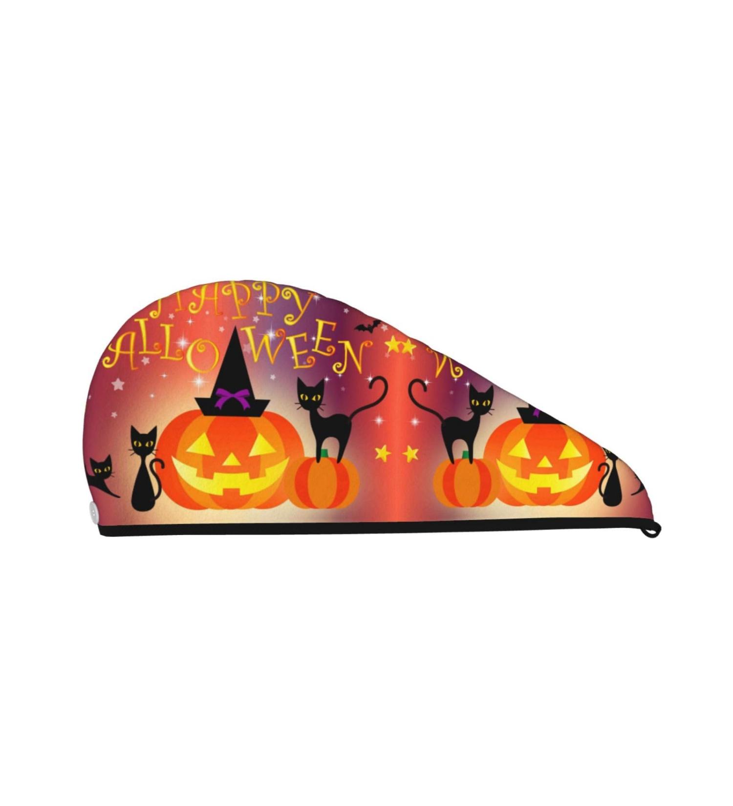 Buy Halloween Pumpkin & Elegant Cats Microfiber Hair Towel - Super Absorbent Coral Velvet Wrap for Long Curly Thick Hair | Fast International Shipping - Buy Online on GoSupps.com