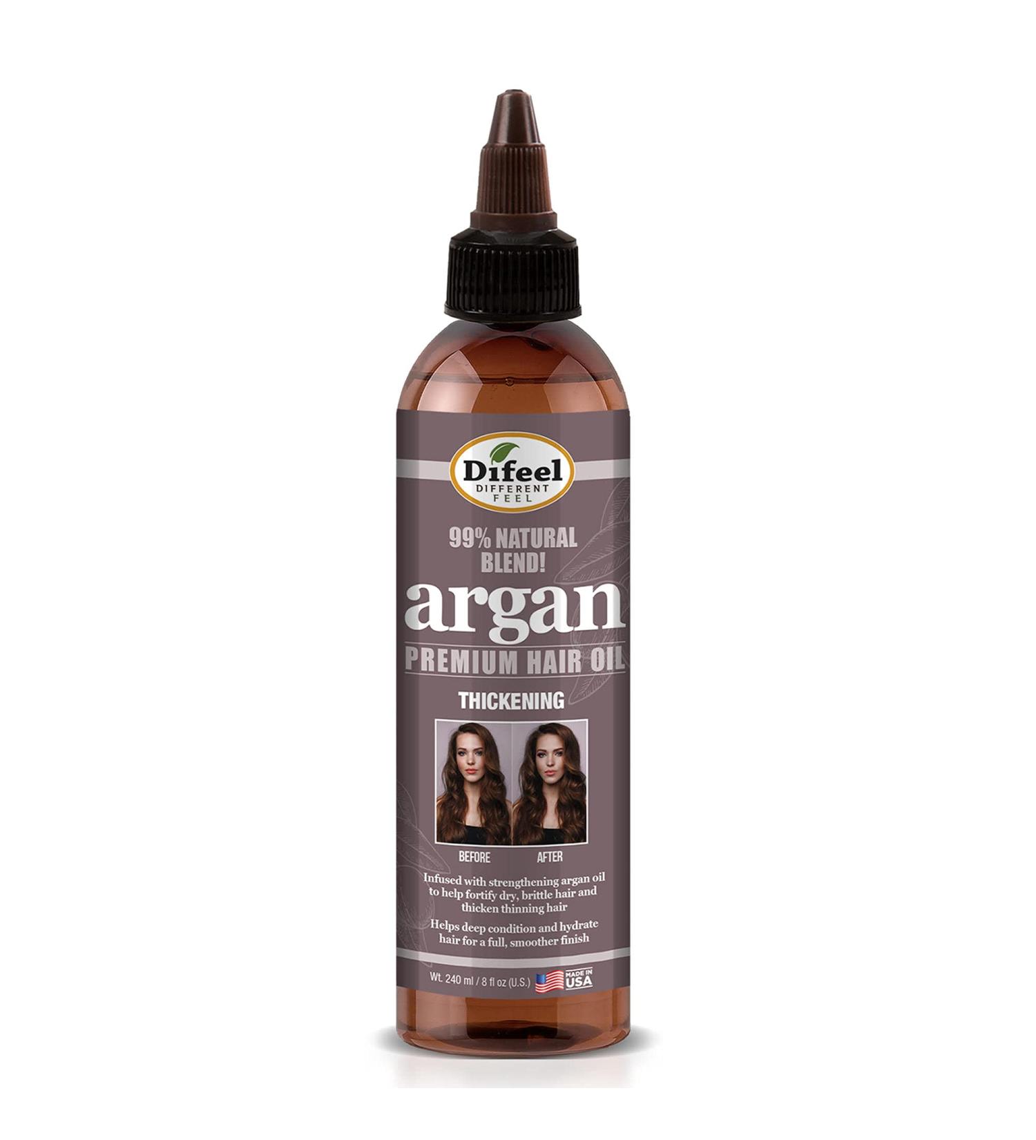 Difeel 99% Premium Natural Hair Oil Blend with Argan Oil - 8 oz | Hair Thickening Formula - Buy Online on GoSupps.com