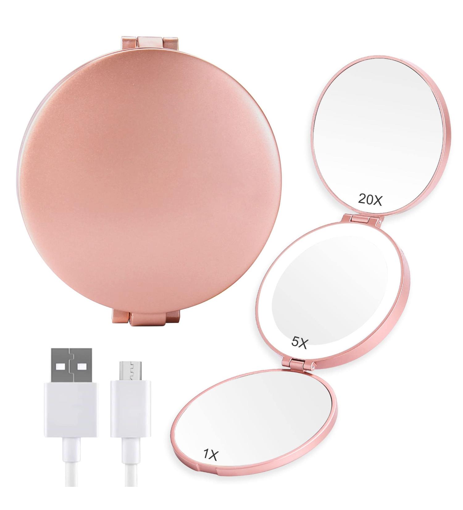 MIYADIVA Magnifying Mirror with Light | 3 Side 20X 5X 1X Magnification | Travel Makeup Hand Mirror - Buy Online on GoSupps.com