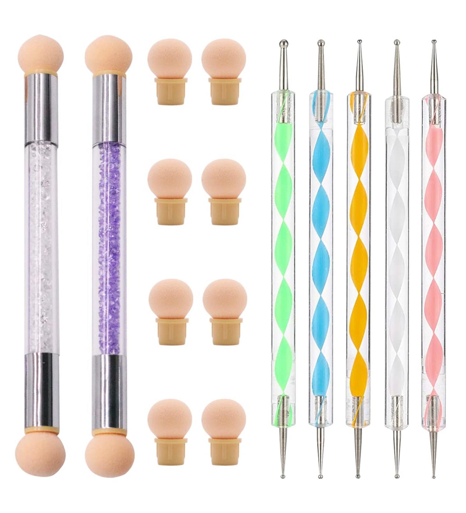 Buy Tengs Double-Headed Ombre Sponge Manicure Brushes - 2 Pack with 8 Replacement Heads for DIY Nail Art | Purple & White Gel Nail Tool for Salon & Home Use - Buy Online on GoSupps.com