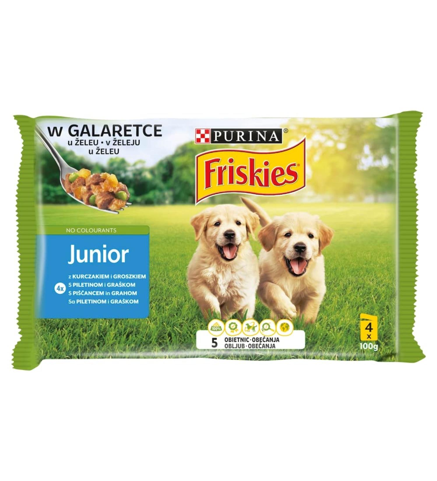 Nestle Polska Friskies Dog Sasz.4 x 100 g Junior Kura, Jellied Peas/20