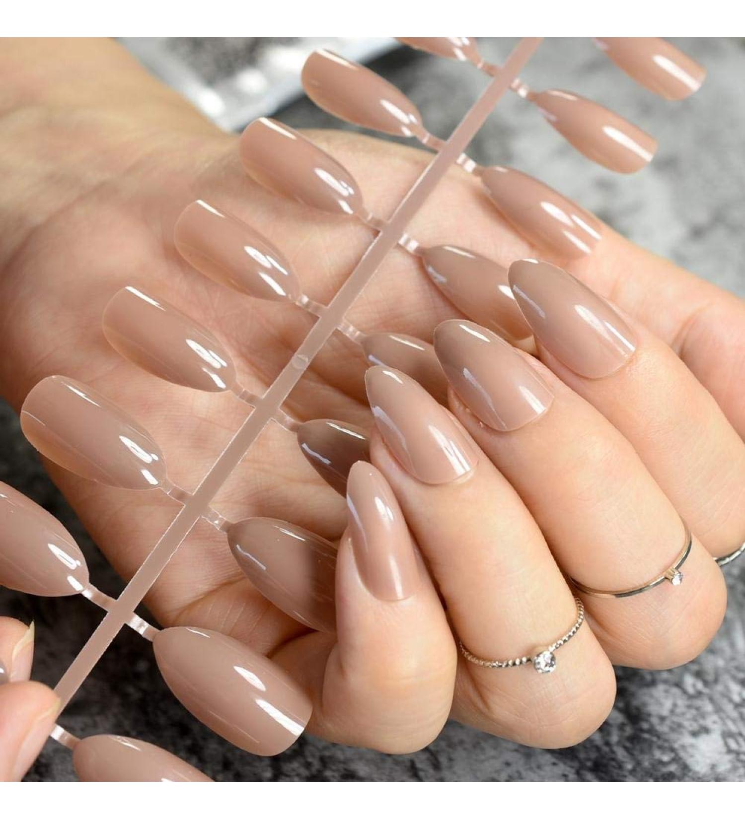 Shop Csch High-Heeled Lace-Shaped Artificial Nails - Khaki Pink Black Brown & Blue Full-Surface Acrylic False Nails Online - Buy Online on GoSupps.com