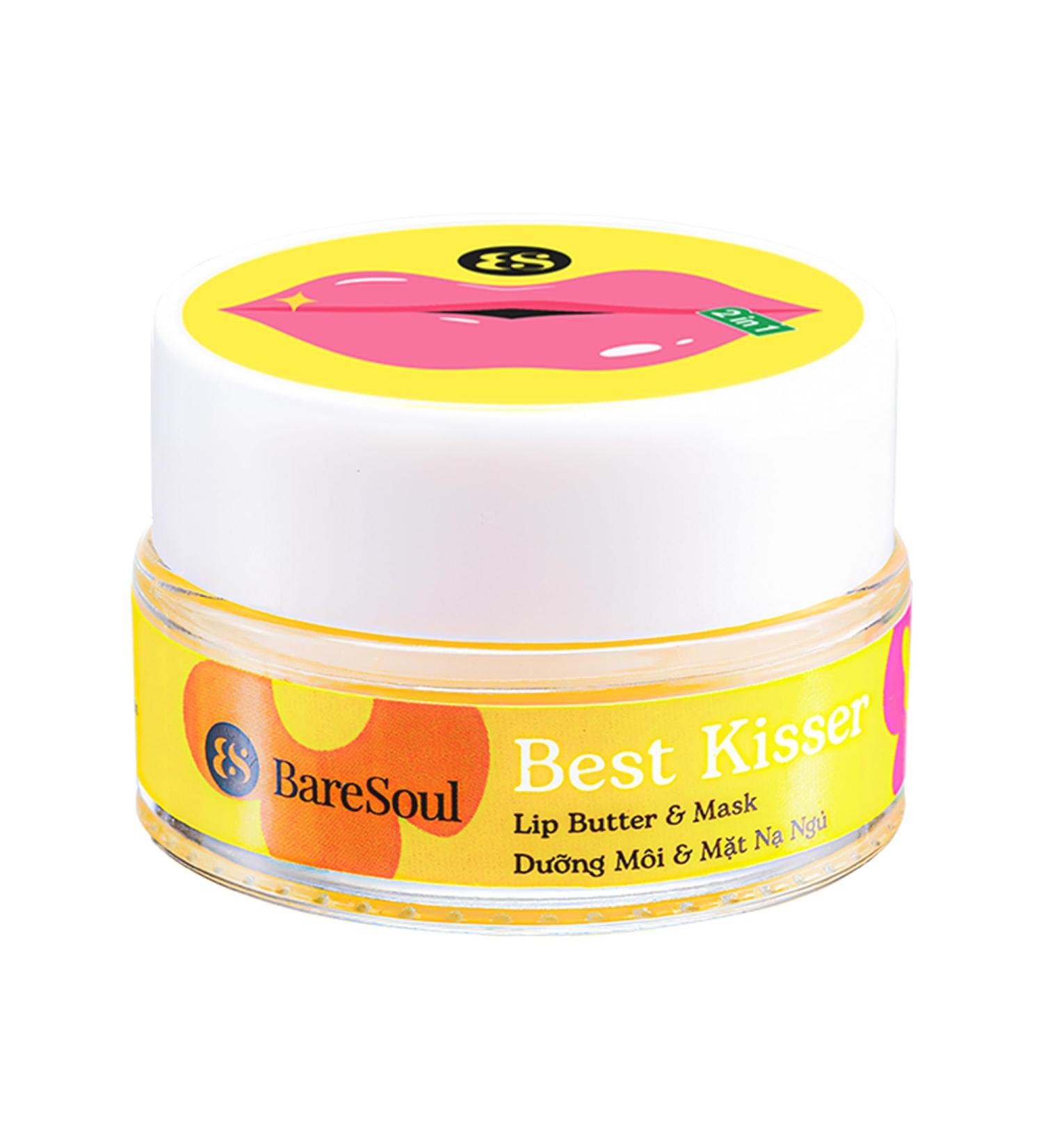 BareSoul Best Kisser Lip Butter & Mask 0.35 OZ | 10g - 2-in-1 Lip Butter Mask for Deep Hydration, Soft and Smooth Lips - Effective Lip Treatment for Dry Cracked Lips & Night Lip Balm - Buy Online on GoSupps.com
