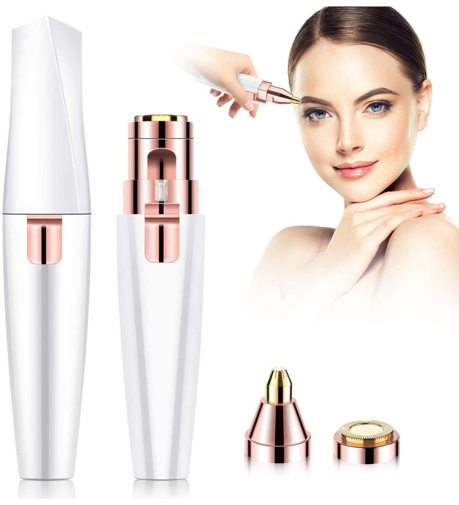 2020 Rechargeable Eyebrow Trimmer & Facial Hair Remover - Painless 2 in 1 Razor for Women - Waterproof & Easy to Use - White - Buy Online on GoSupps.com