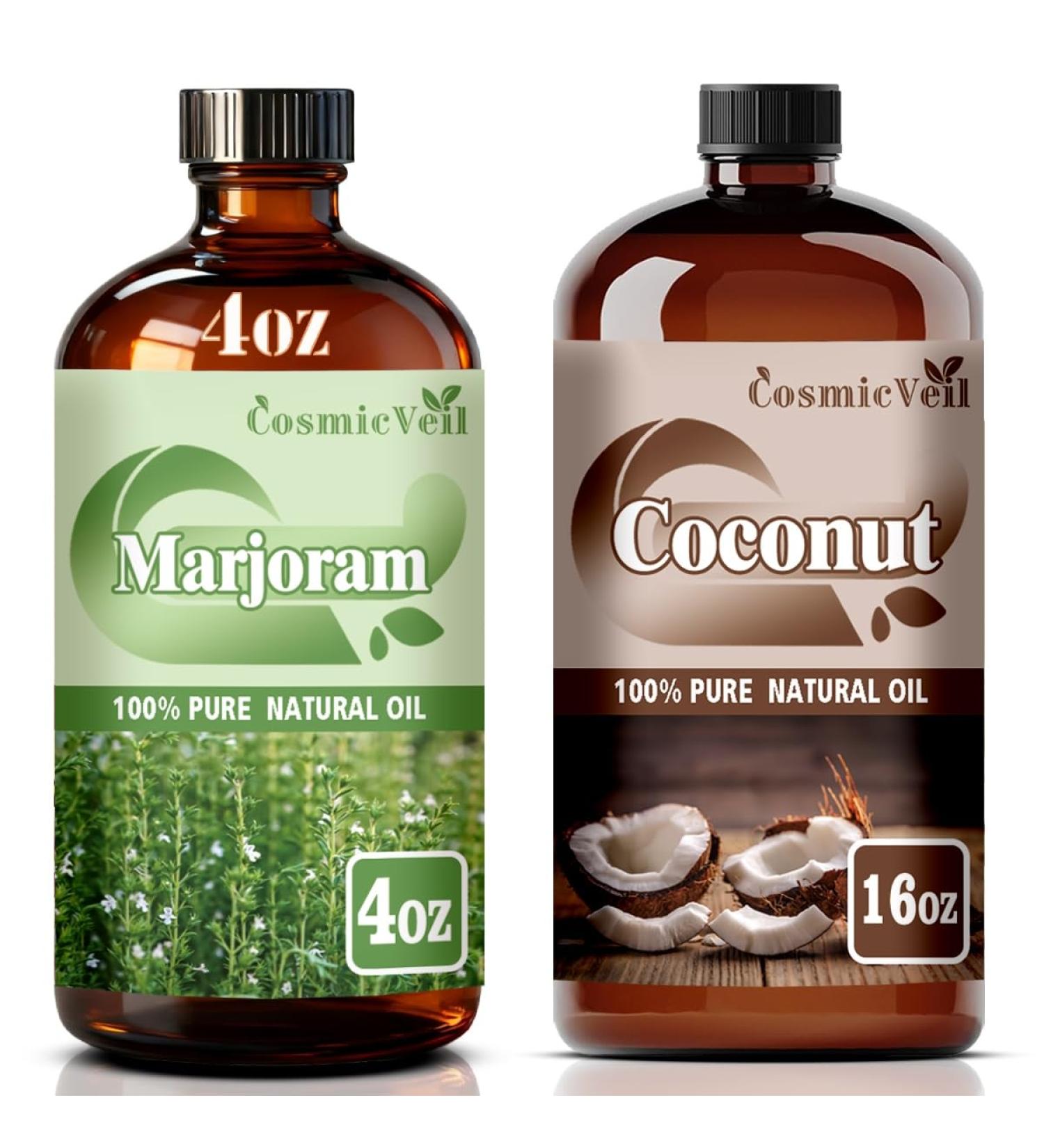Marjoram Essential Oil 4 Fl Oz (120Ml) and Coconut Essential Oil 16 Fl Oz (480Ml) Fragrance Oil for Aroma Diffuser Humidifier Home Fragrance Spa Cleaning Body Care Massage Yoga DIY Candle - Buy Online on GoSupps.com