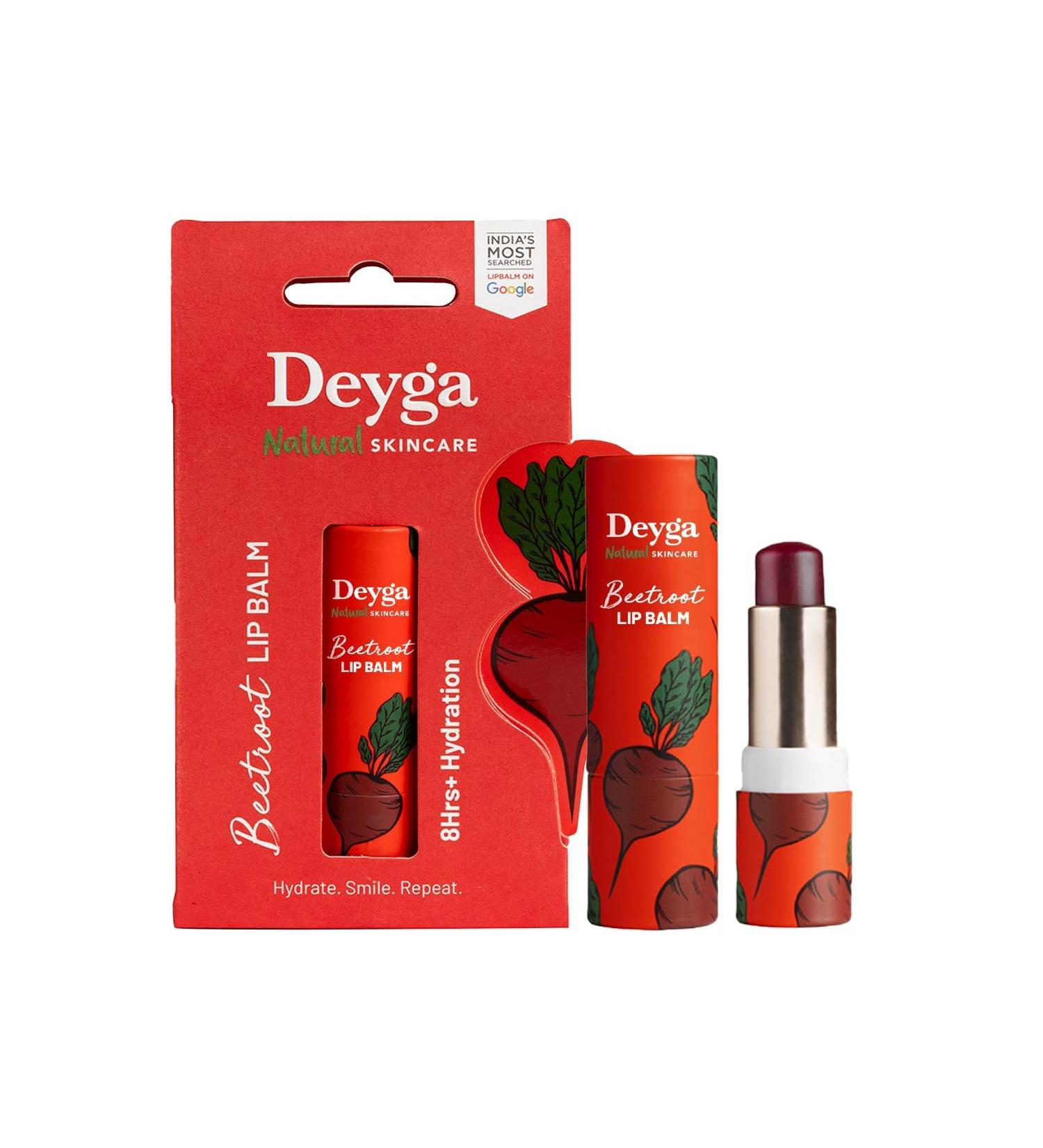 Deyga Beetroot Lip Balm Stick with Natural Rosy Tint SPF 20 8+ Hour Hydration Repairs Dry & Pigmented Lips Nourishing Oils & Beeswax Formula for Soft Smooth Healthy Lips 5.5g - Buy Online on GoSupps.com