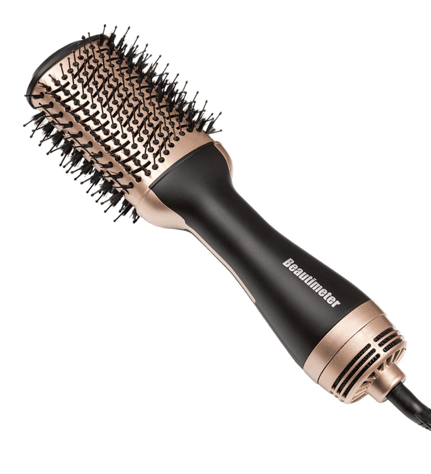 Beautimeter 3-in-1 Hot Air Brush & Hair Dryer - Ionic Volumizer for Straightening & Curling, 1000W - Black & Gold - Buy Online on GoSupps.com