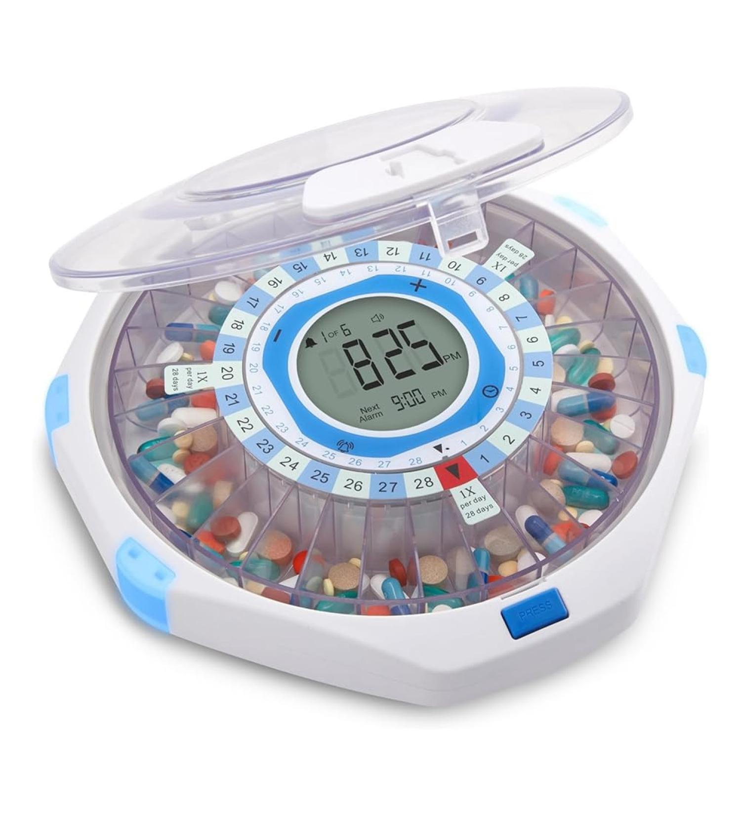 Yssevlon WiFi Automatic Pill Dispenser 28-Day Organizer Up to 9 Doses Per Adjustable Light/Sound Alarms for Prescriptions 1 PCS - Buy Online on GoSupps.com