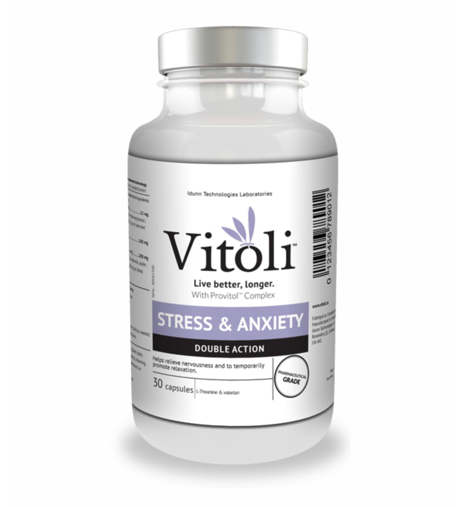 Vitoli - Stress & Anxiety - 30 Capsules - helps relieve nervousness and temporarily promote relaxation - Formulated & Made in Canada - Buy Online on GoSupps.com
