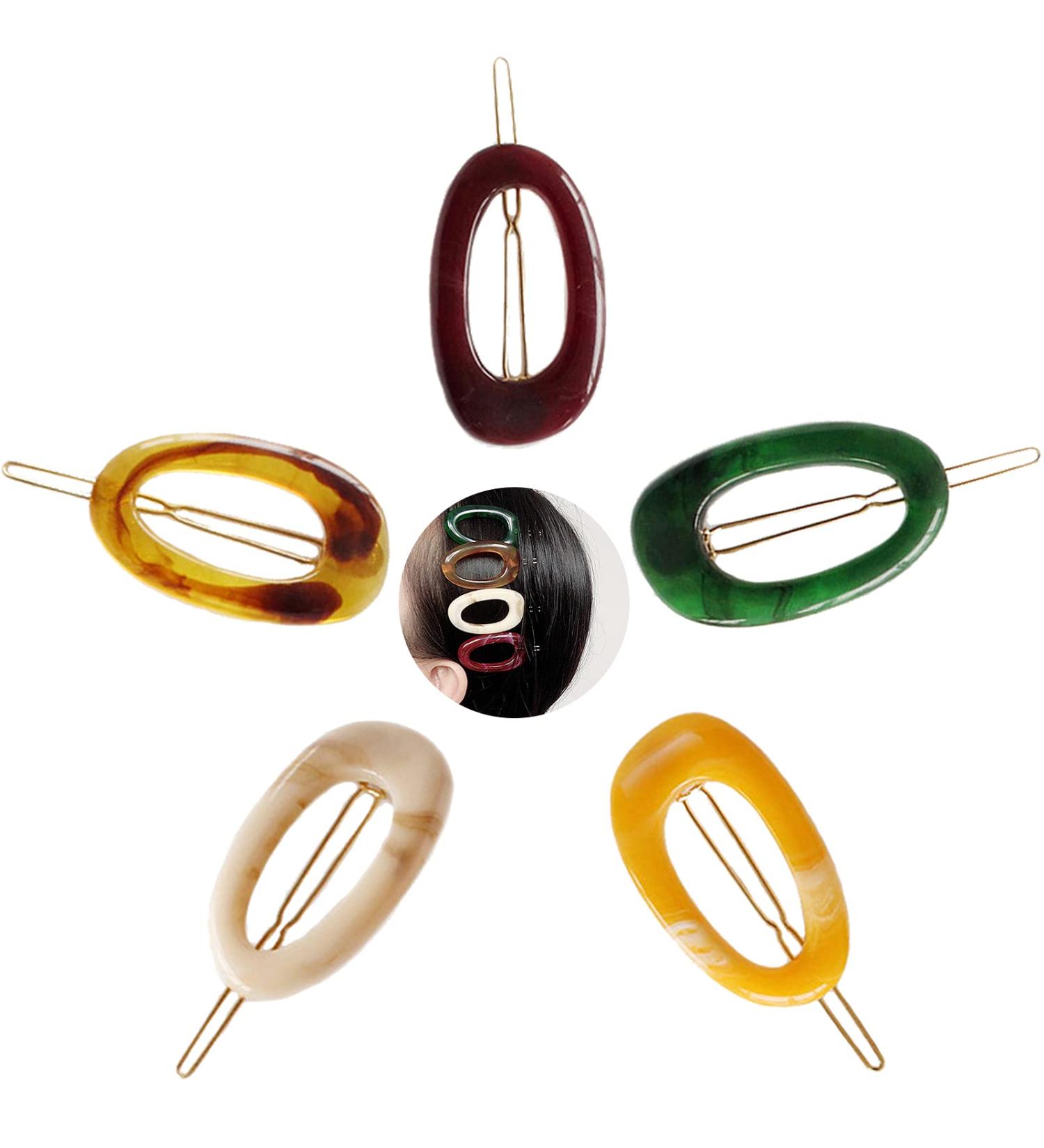 5 Pcs Marble Hair Clips - Acrylic Vintage French Barrettes for Women & Girls - Buy Online on GoSupps.com