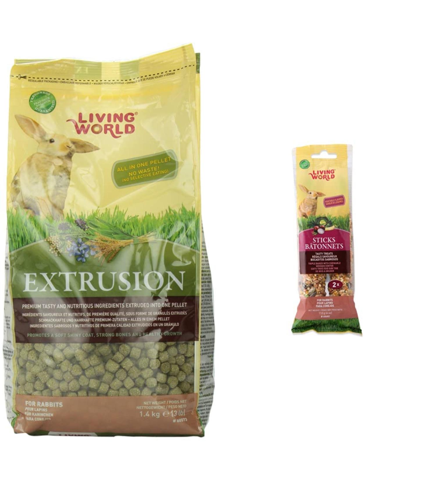Living World Extrusion Rabbit Food (3-Pound) + Living World Rabbit Veggie Treat Sticks (4-Ounce) - Buy Online on GoSupps.com