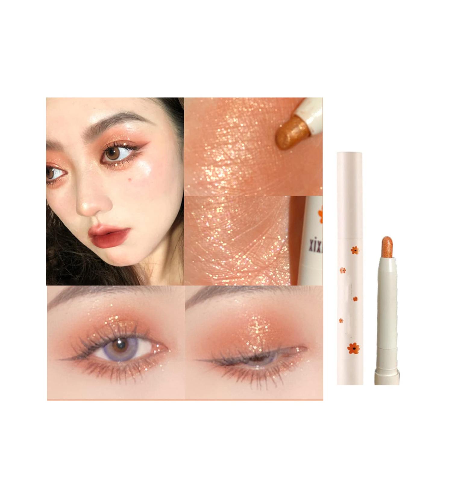 Waterproof High-Gloss Eye Shadow Pen Eyeshadow Stick Shimmer Eyeshadow Pencil Ultra Pigmented and Long Lasting Cream Eye Shadow Pen - (1# Orange) - Buy Online on GoSupps.com