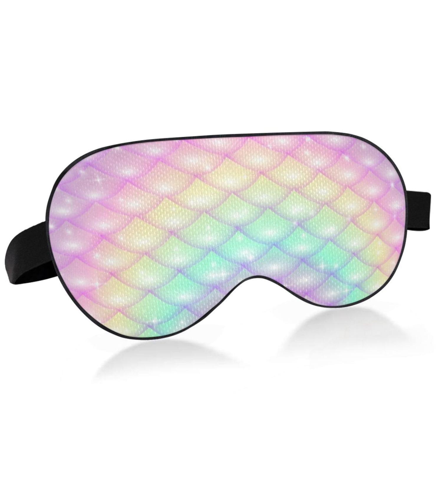 Light Blocking Rainbow Mermaid Scales Sleep Mask | Adjustable Eye Mask for Travel & Naps - Soft & Lightweight Blindfold - Buy Online on GoSupps.com