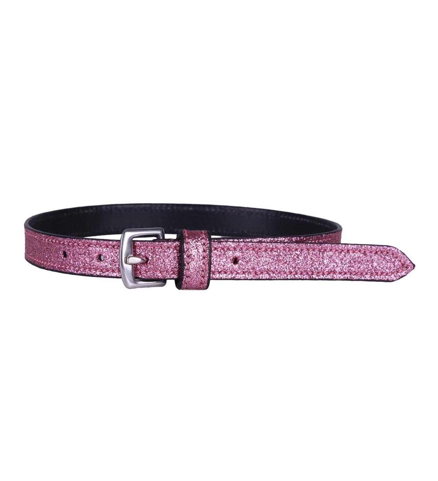 ARBO-INOX - Leather spur straps - in glitter look - with stainless steel buckle (pink)