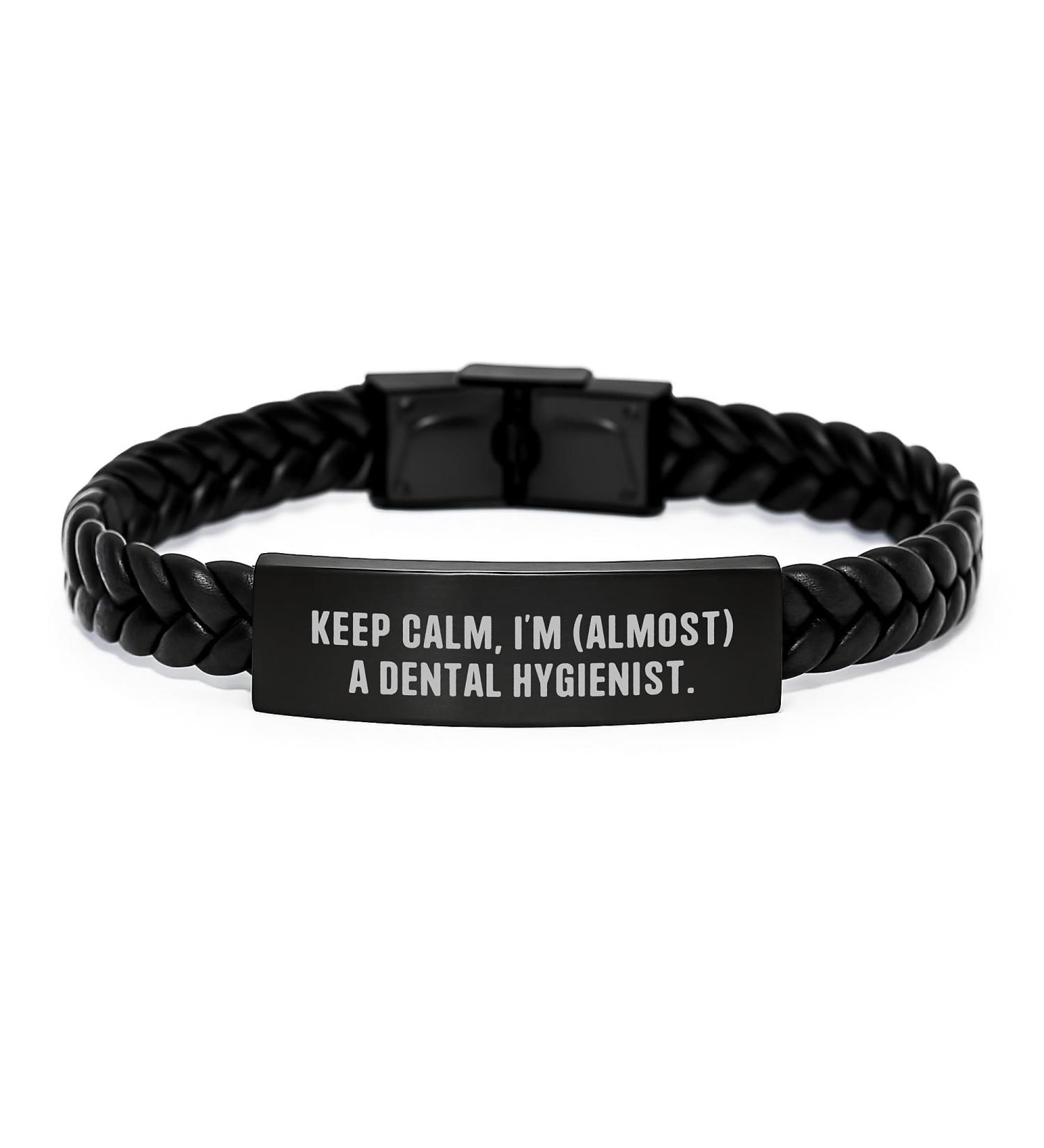 Dental Hygienist Funny Quote Interlaced Leather Bracelet Gifts from Family to Dental Hygienist Christmas Unique Gifts for Men Women Coworkers Friends