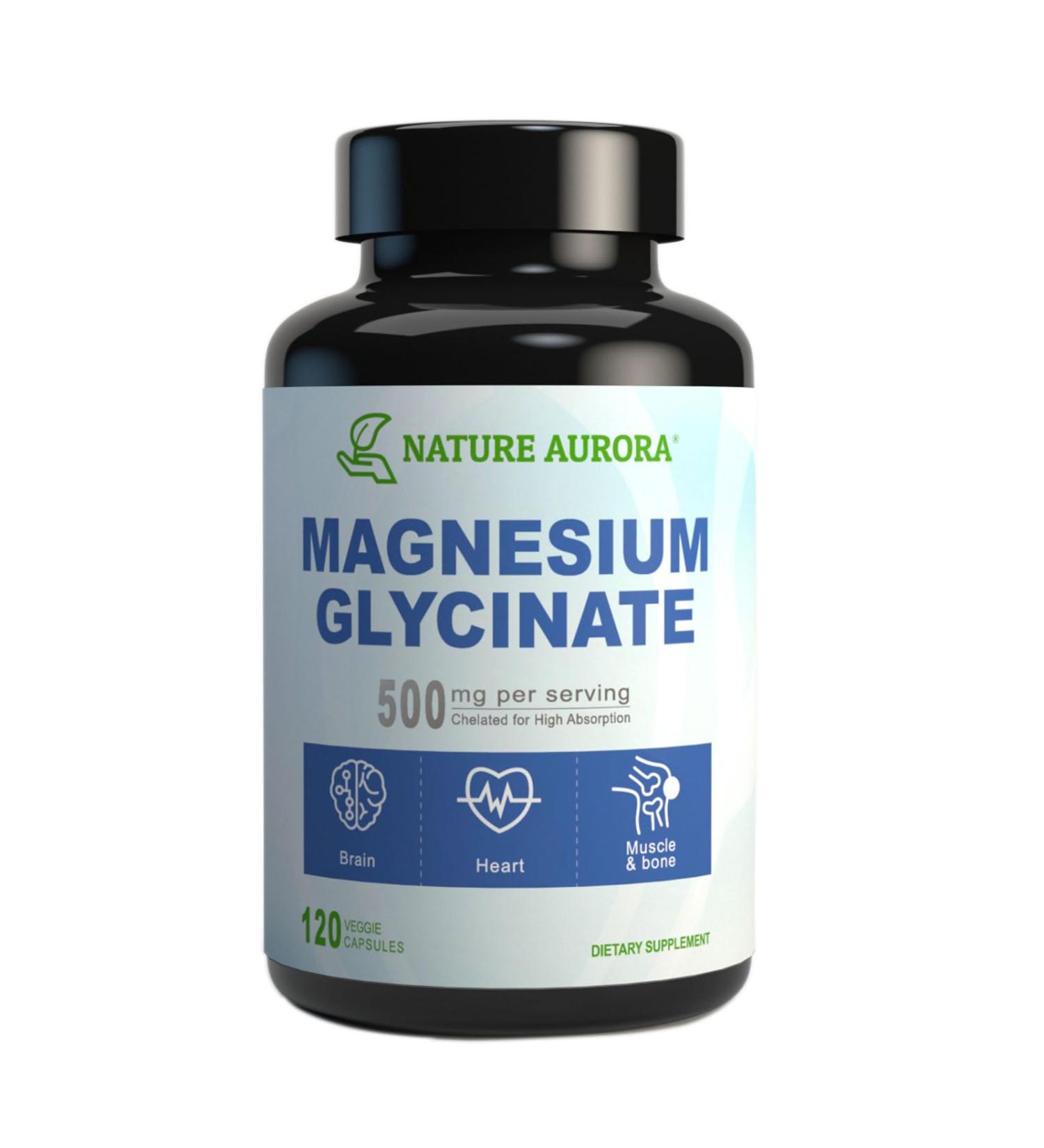 Magnesium Glycinate 500mg Capsules - Chelated High Absorption Magnesium Bisglycinate Supplement for Sleep Muscle & Heart Support for Women & Men - Pure Gluten-Free Non-GMO 120ct - Buy Online on GoSupps.com