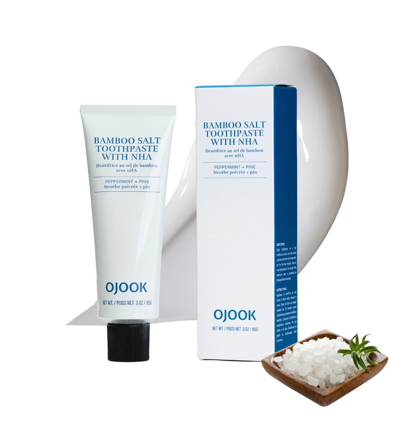 OJOOK Bamboo Salt Toothpaste with nHA | Fluoride Free Nano Hydroxyapatite Remineralizing Sensitive Teeth Whitening - Dentist Recommended Oral Care - Pepperming & Pine Flavor 3 Fl Oz 1 Pk - Buy Online on GoSupps.com