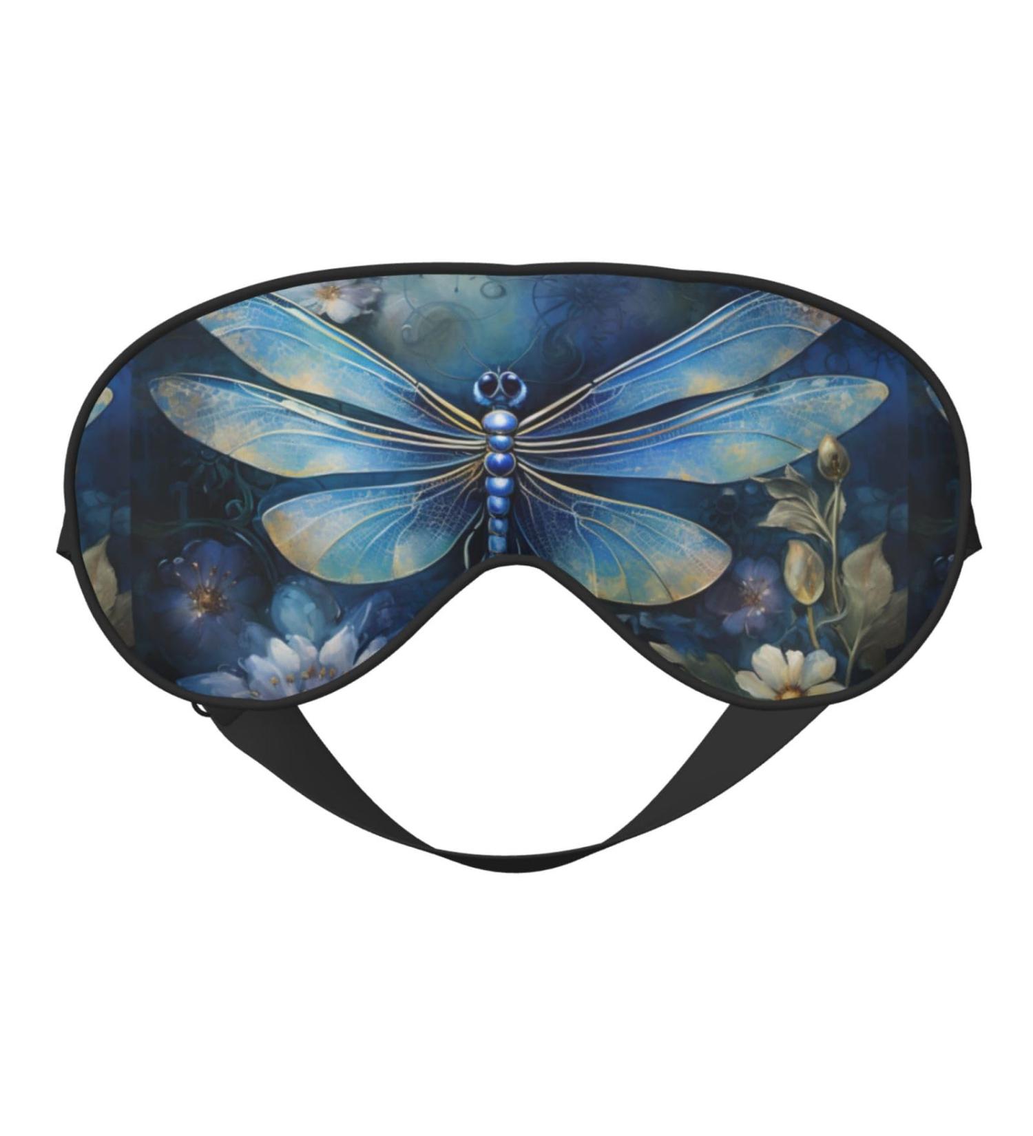 Art Blue Dragonfly Print Double-Sided Eye Mask | Blackout Sleep Mask for Women & Men - All Night Comfort - Buy Online on GoSupps.com