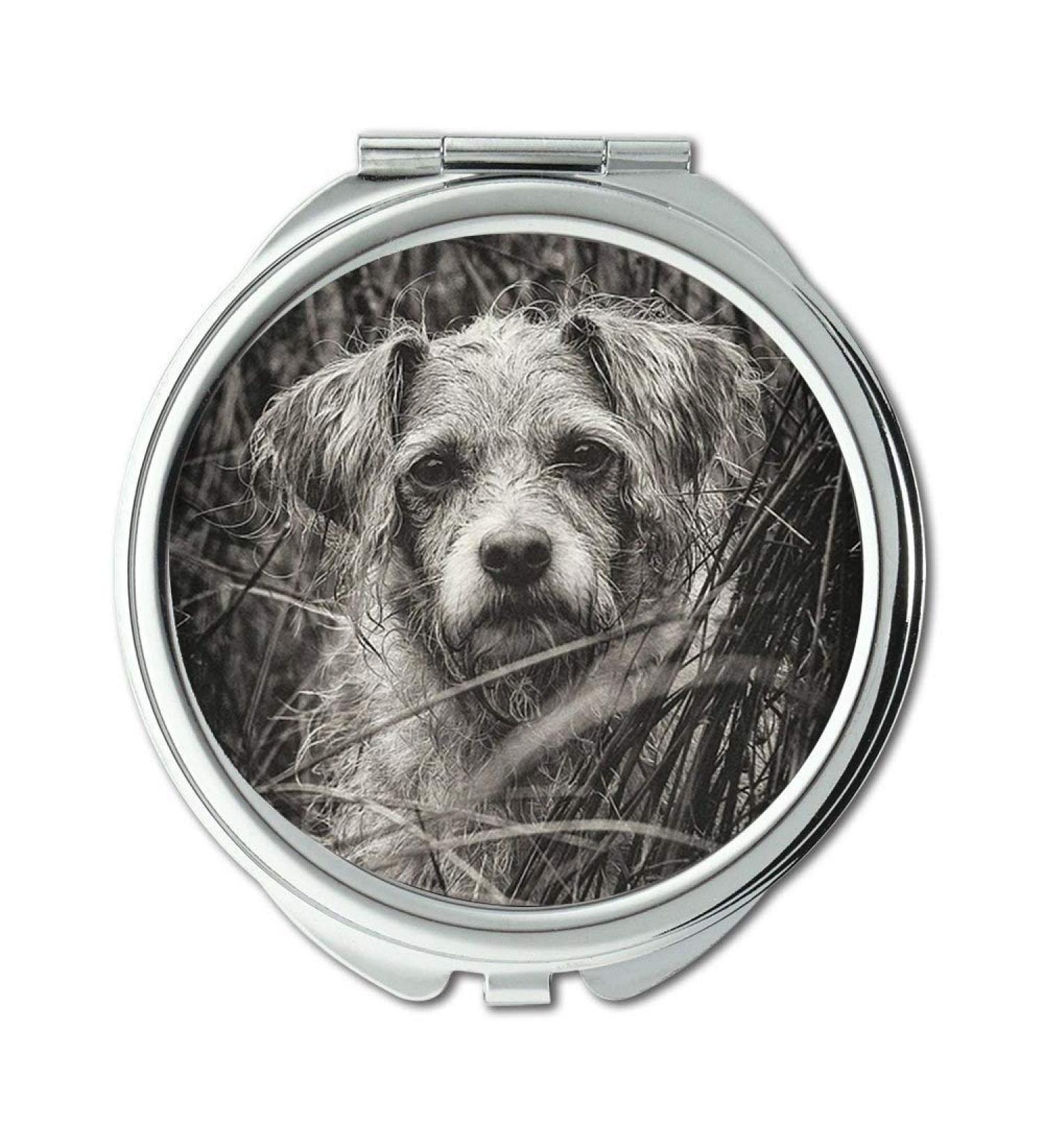 Mirror makeup mirror Animals Dog Domestic Animal Portrait Black White Pocket Mirror portable mirror - Buy Online on GoSupps.com
