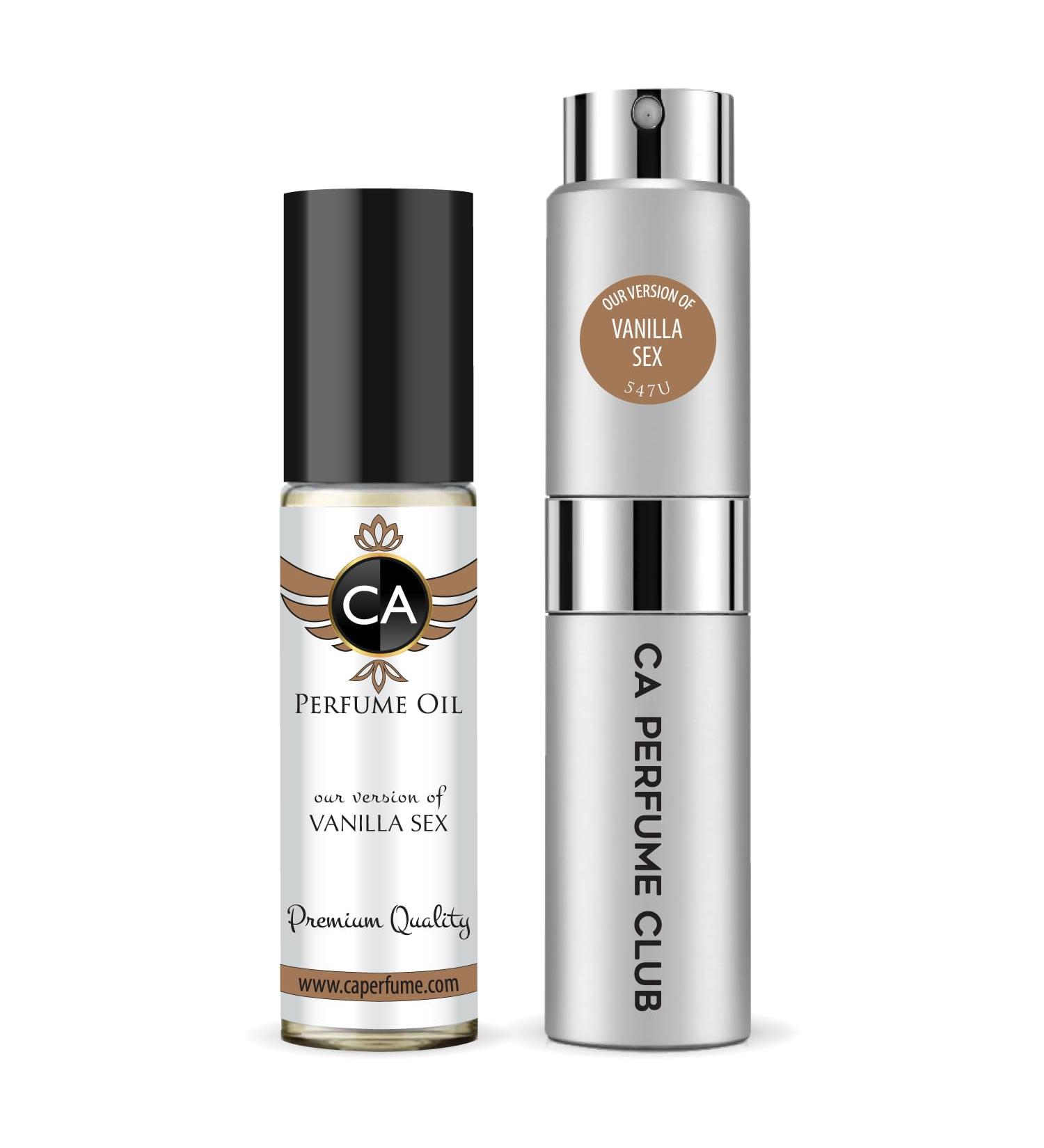 CA Perfume Duo Impression of T Ford Vanilla Sex Women & Men Sprayer + Body Oil Roll-On Bottles 0.27 Fl Oz+0.33 Fl Oz