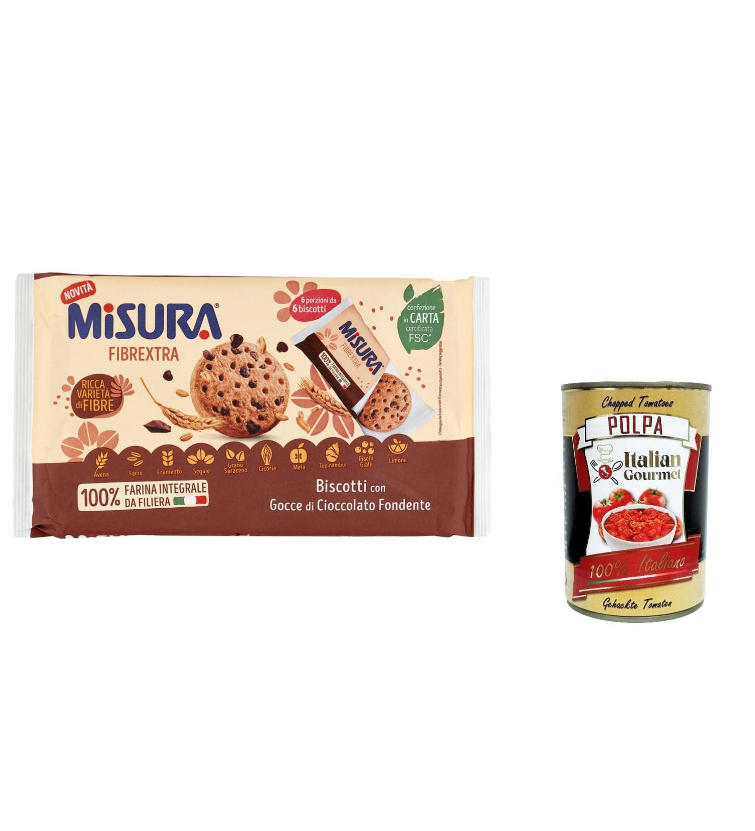  Italian Gourmet E.R. Misura Fibrextra Set of 6 Whole Chalk Cookies with Dark Chocolate Drops Rich in Fibre Italian Whole Wheat Flour 6 Pieces of 6 Cookies 280 g + Italian Gourmet Polpa 400 g - Buy Online on GoSupps.com