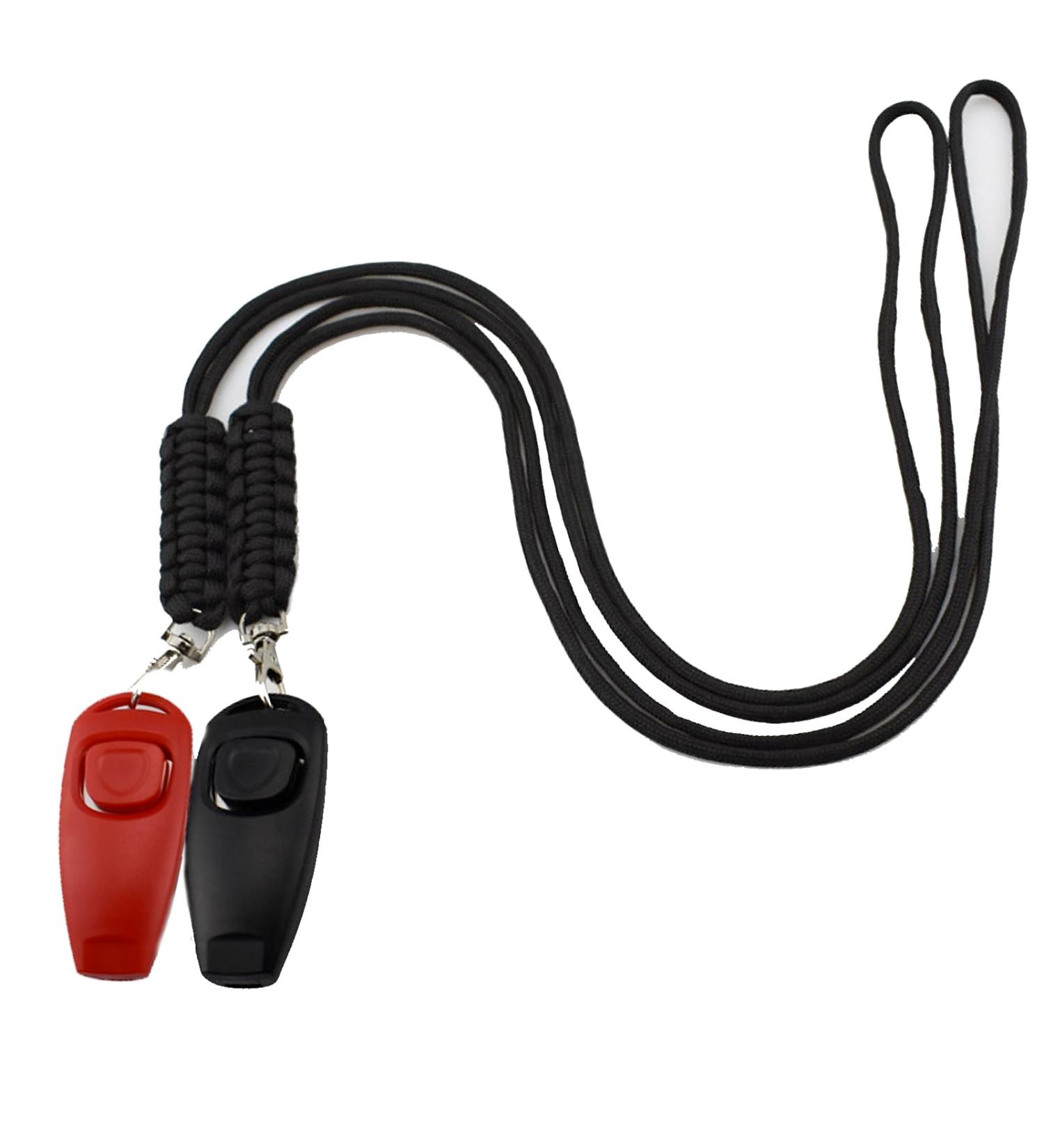 Wasuqo 2-Pack High Frequency Dog Whistle & Clicker Training Set - Black/Red | Perfect Recall & Training Tool for All Dogs - Buy Online on GoSupps.com