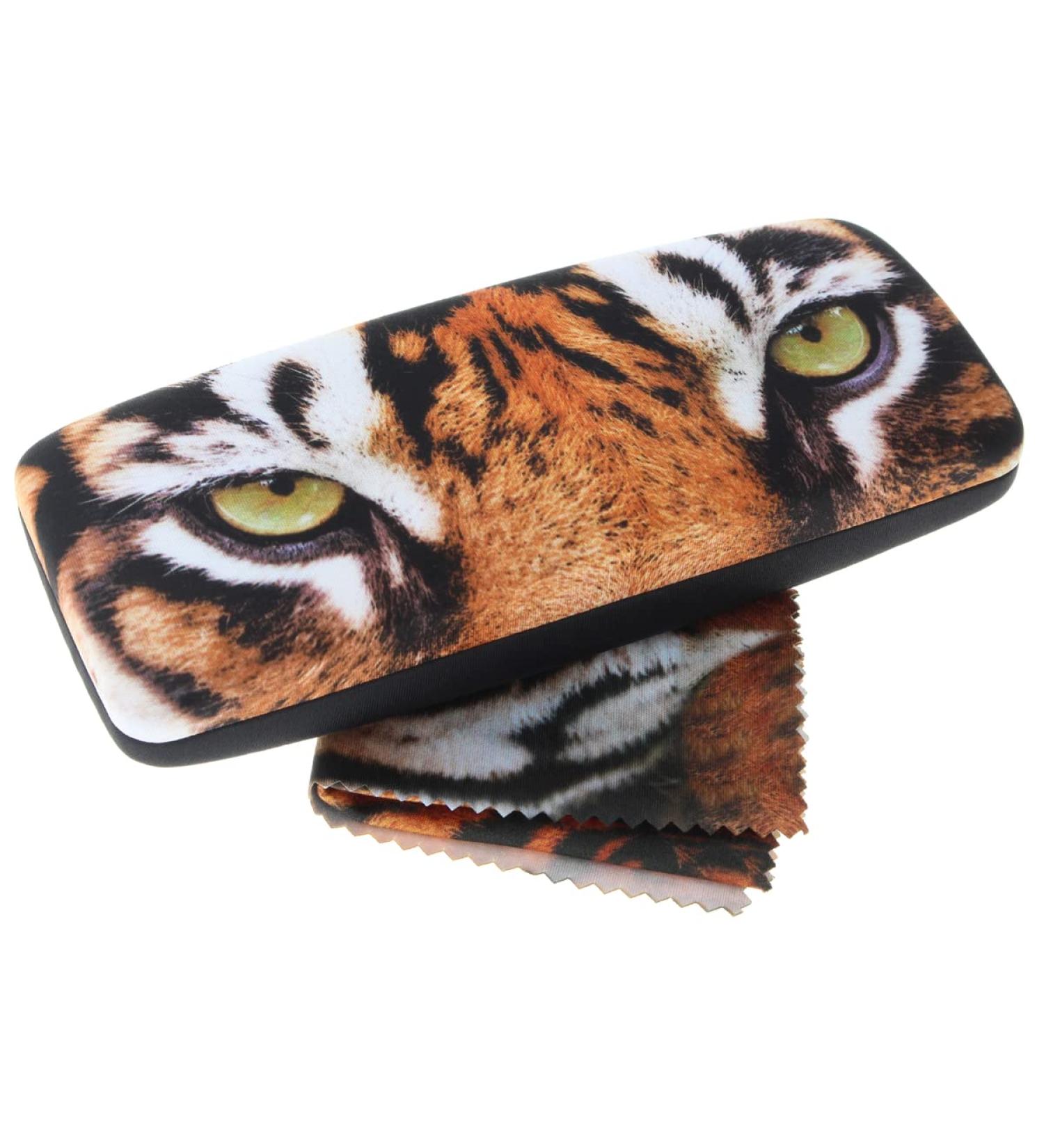 Paule & Knopf hard case NAIROBI with tiger motif in brown/black with matching microfibre cloth brown/black tiger