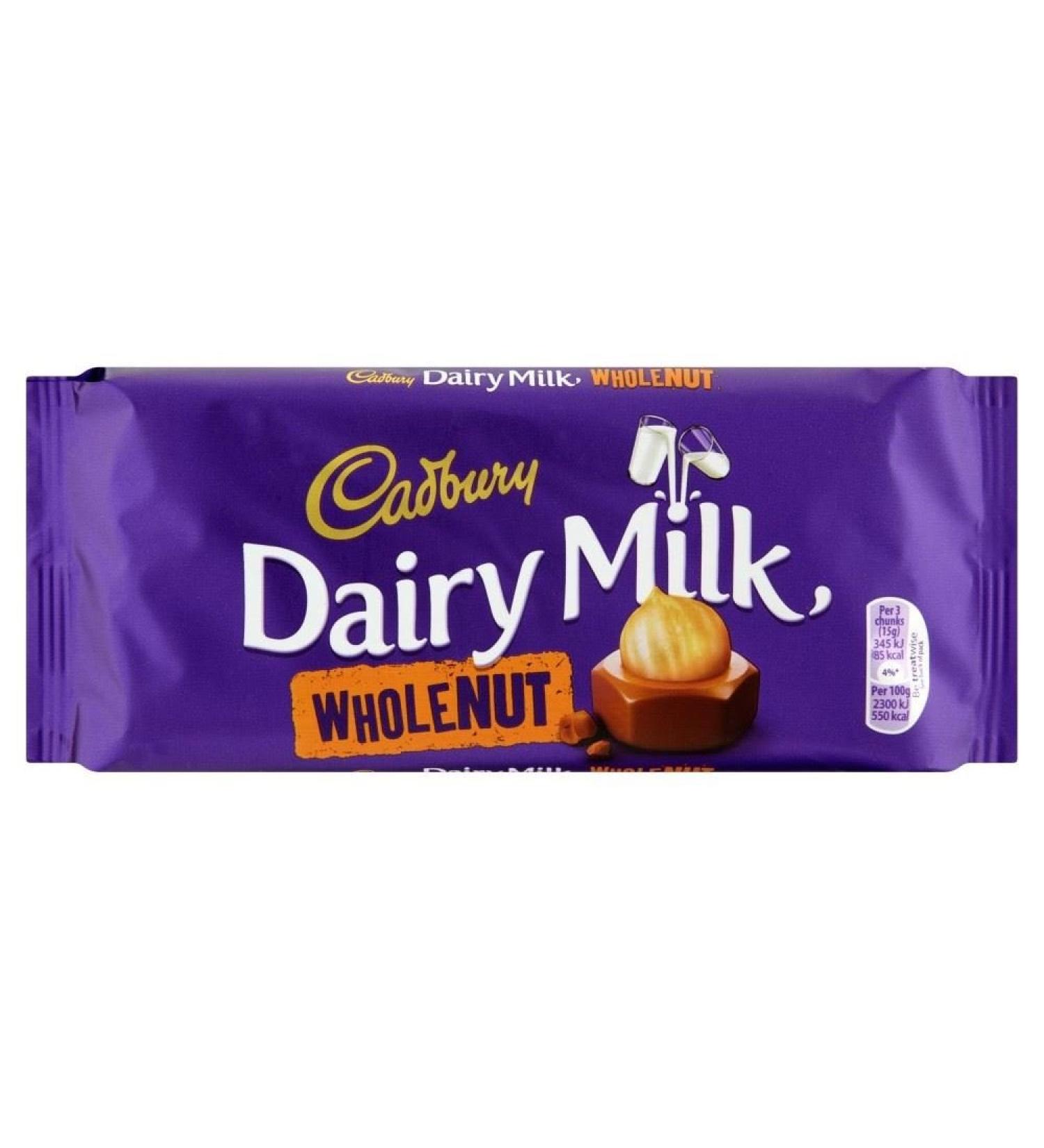 Cadbury Cadbury Pack of 2 milk chocolate bars with whole nuts (120g)