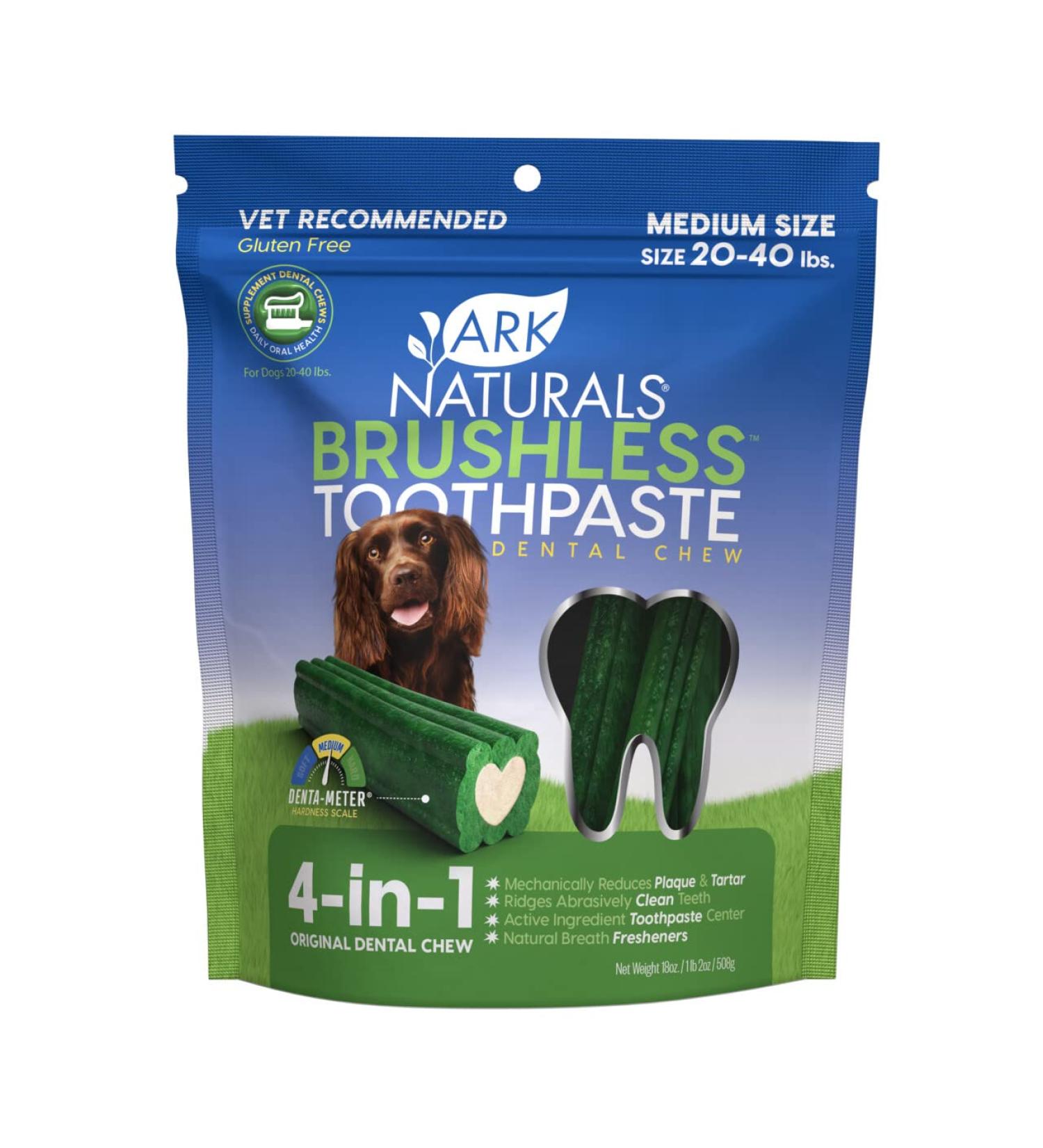 Brushless Dog Toothpaste Chews for Medium Breeds - 18oz, Freshens Breath & Reduces Plaque & Tartar - Buy Online on GoSupps.com