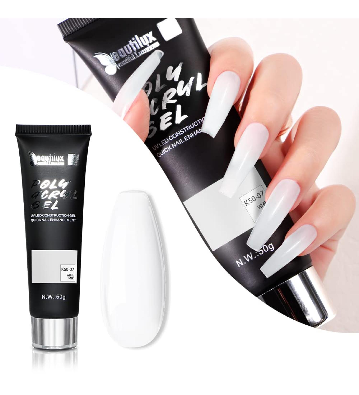 Beautilux White Acrylic Gel for Nails - Long-Lasting Quick Extension Nail Art Gel 50ml | UV Nail Gel for Starters - Buy Online on GoSupps.com